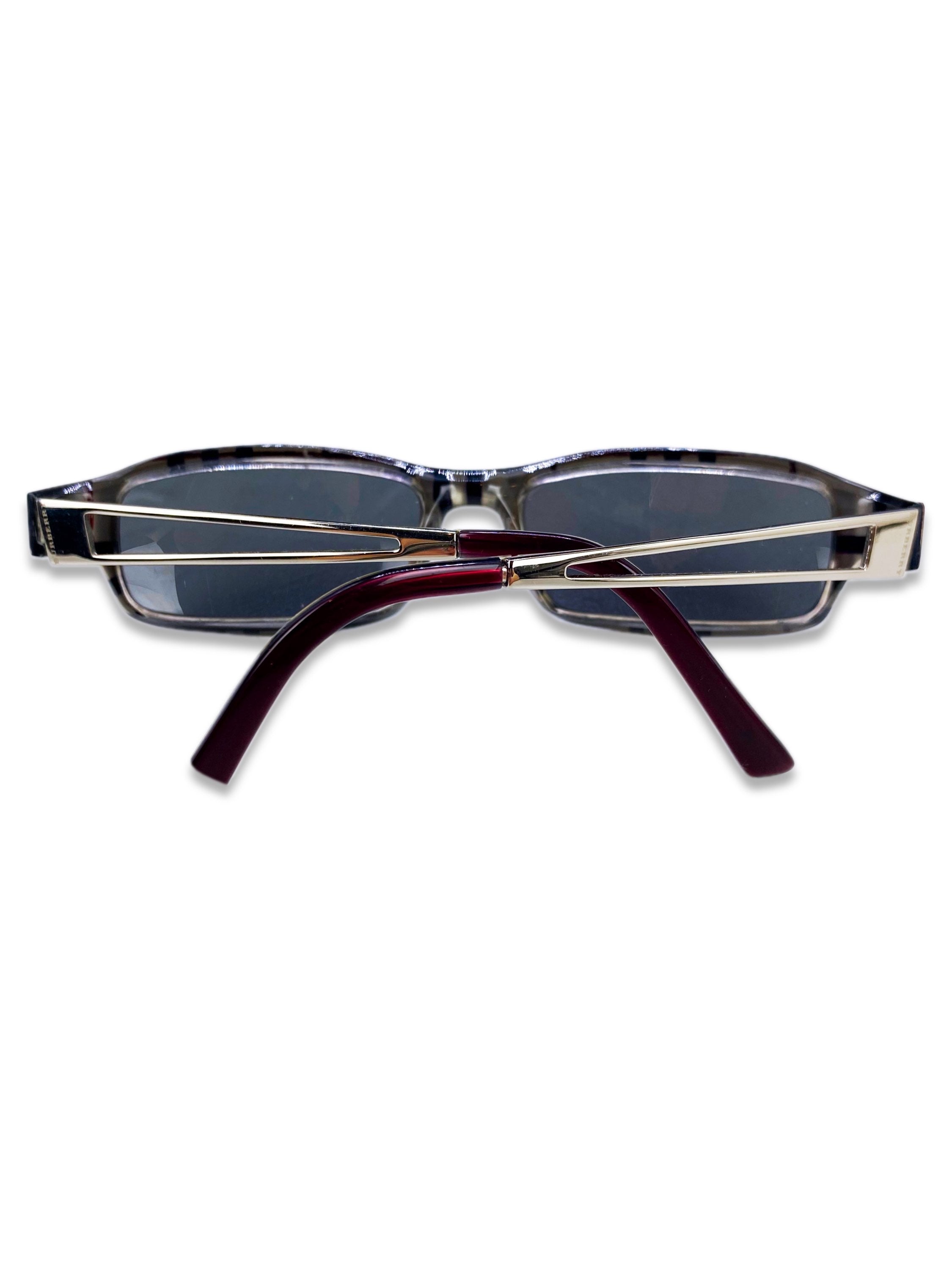 Burberry Cut Out Blue Tint Square Frame Etched Sunglasses