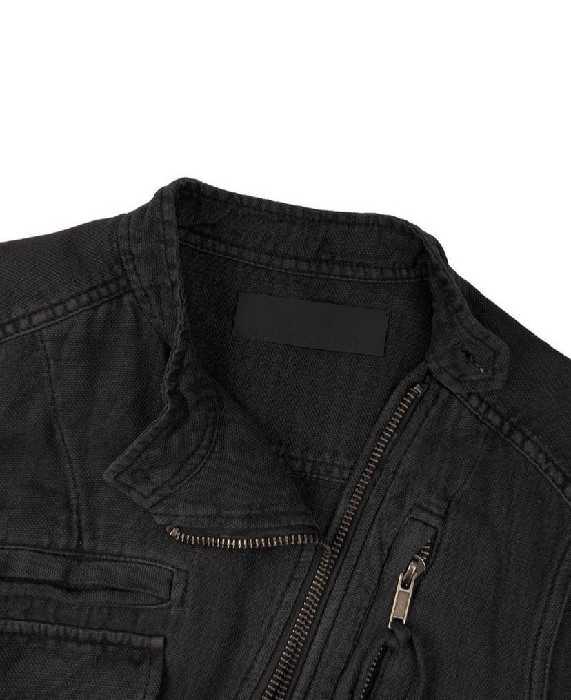 SS16 Haider Ackermann Asymmetrical Washed Denim Cargo Vest