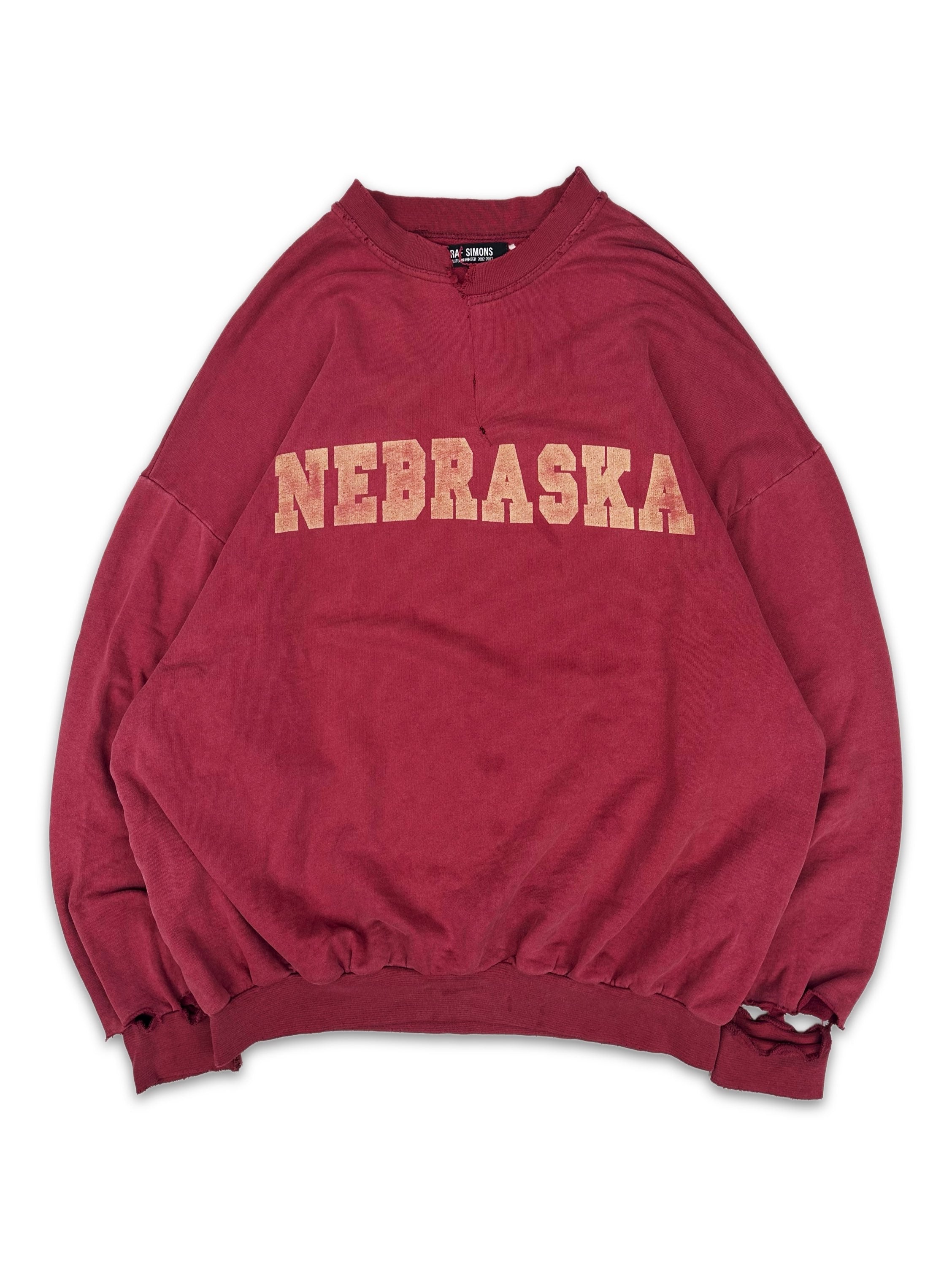AW02 Raf Simons ‘Nebraska’ Red Collegiate Logo Crewneck