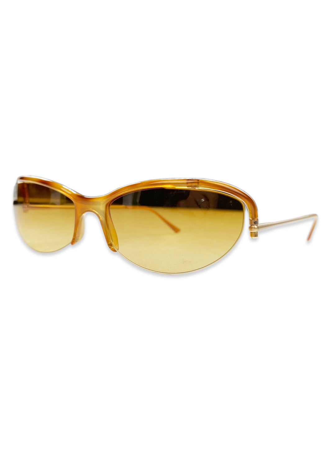 2000’s Prada Warm Tint Metallic Distorted Frame Sunglasses
