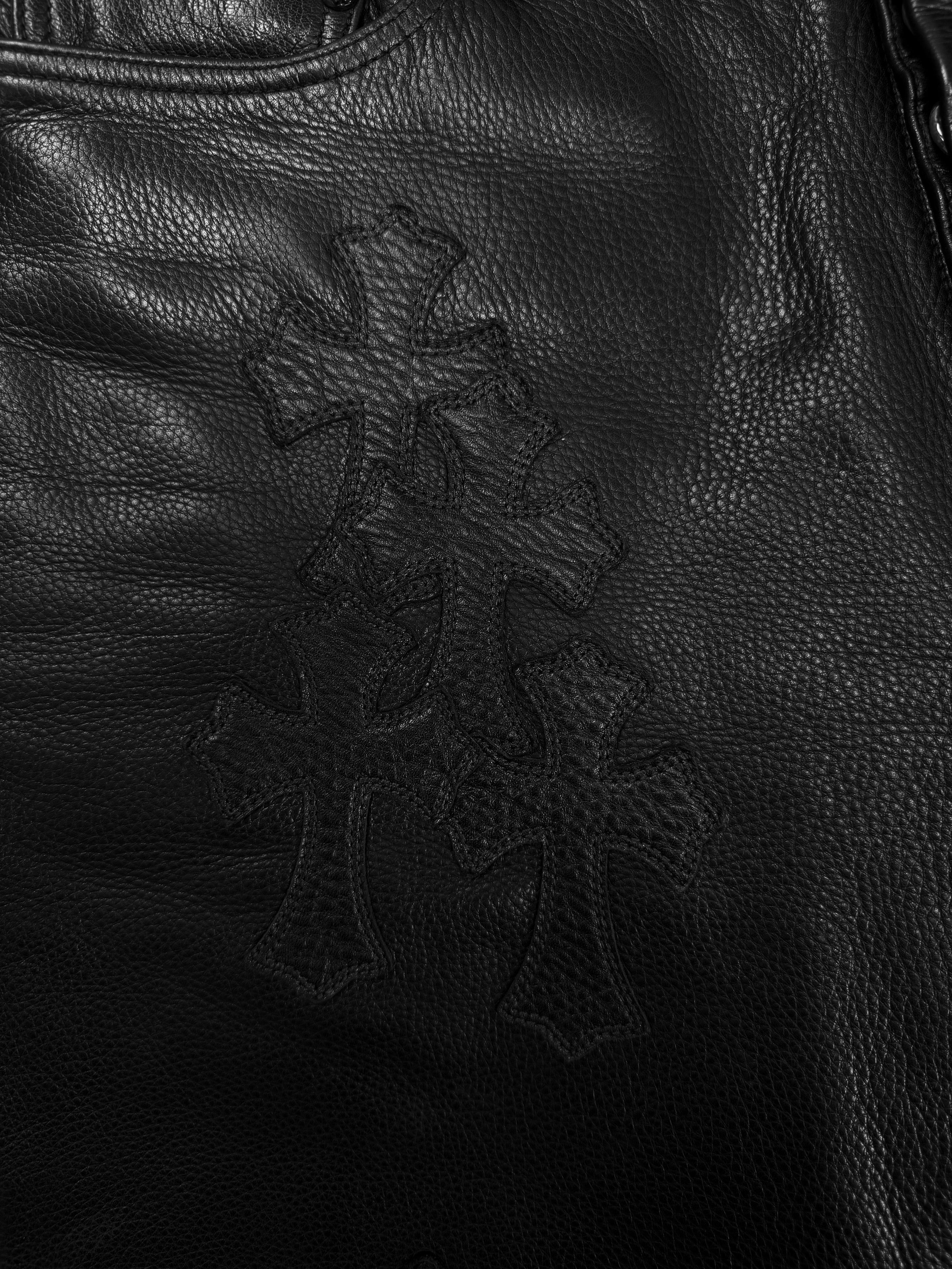 Chrome Hearts 32 Cross Patch Red Patent Leather Fleur Knee Pants