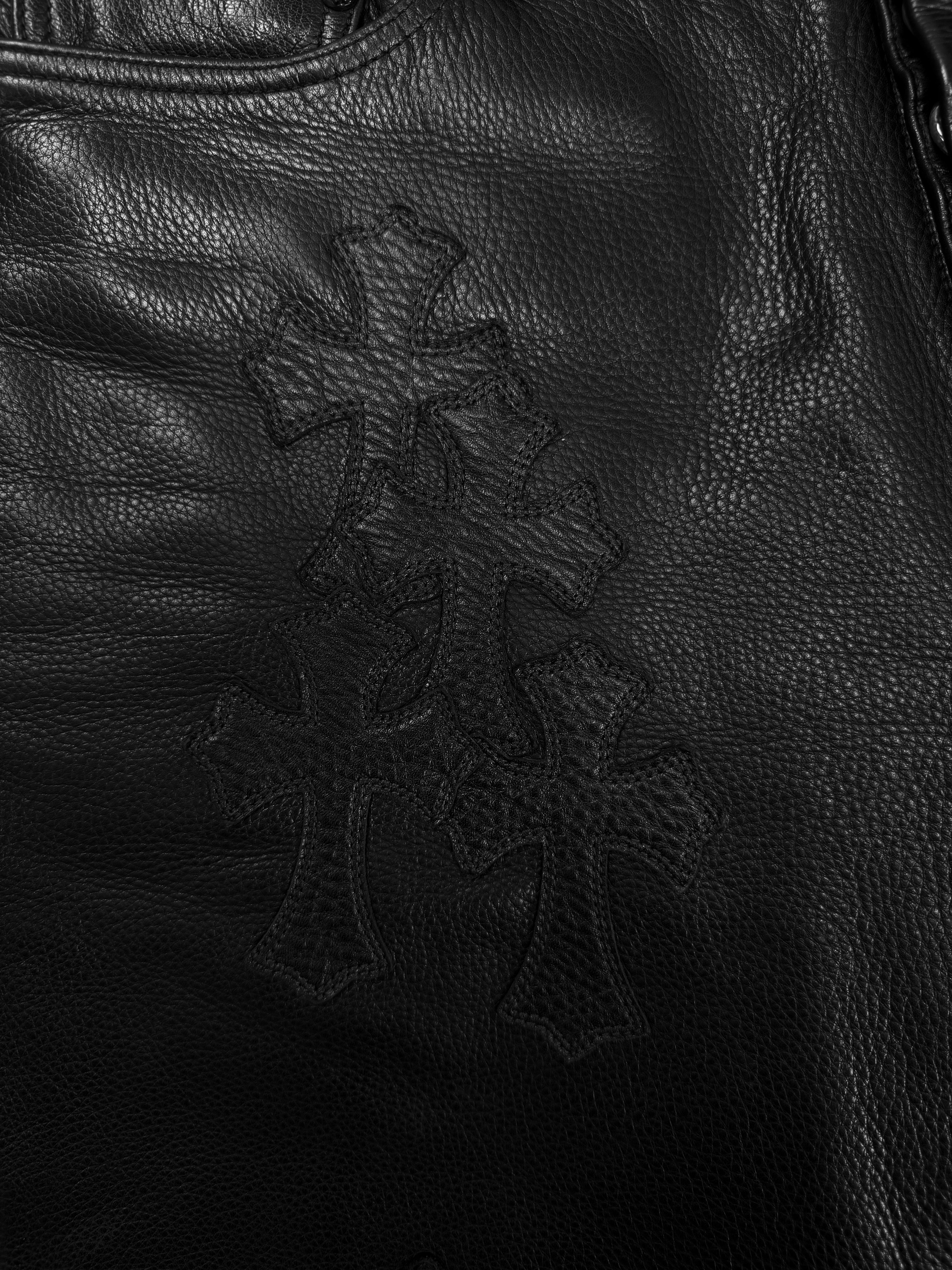 Chrome Hearts 32 Cross Patch Red Patent Leather Fleur Knee Pants