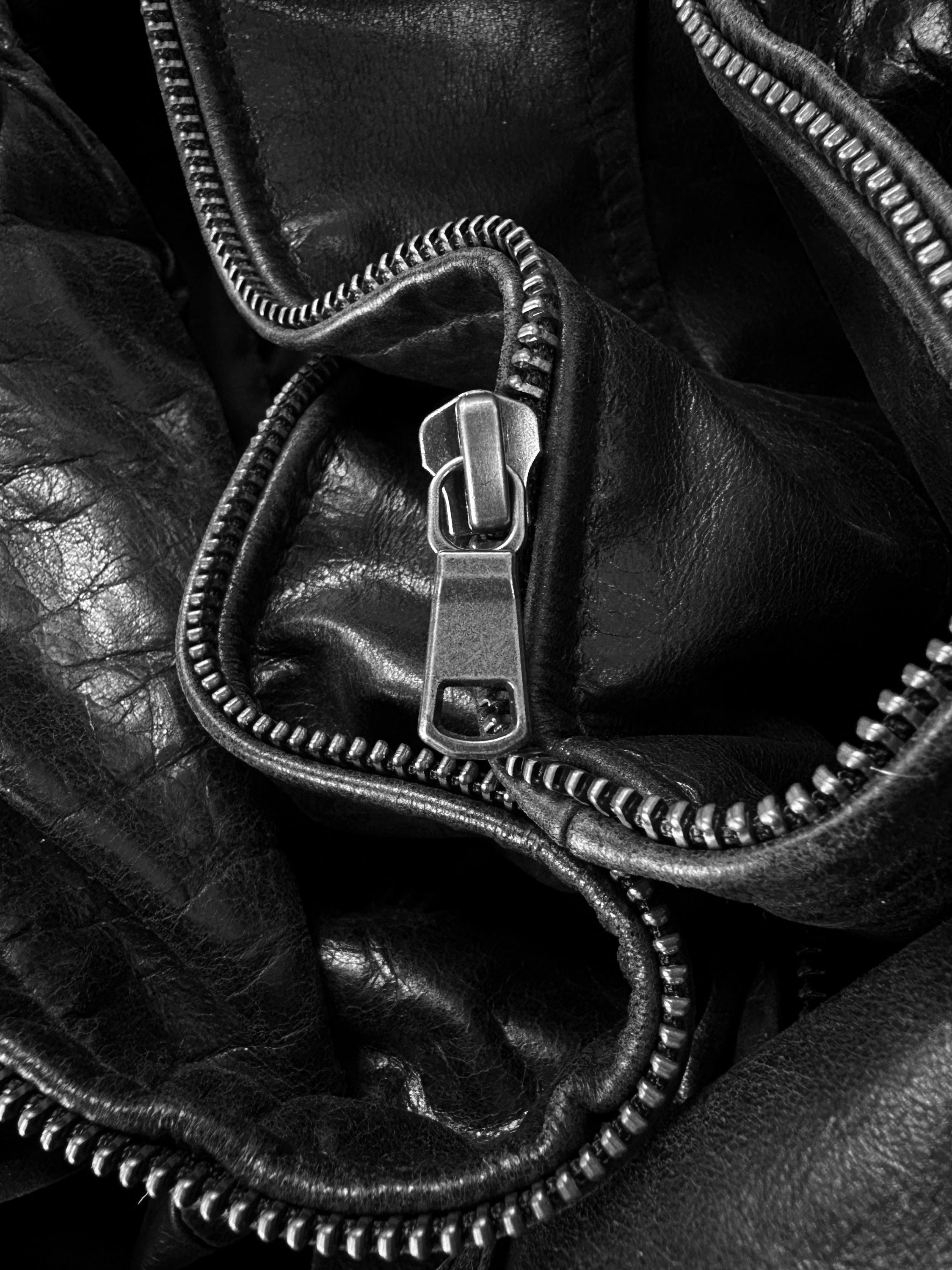 Tete Homme Black Leather Reinforced Biker Jacket