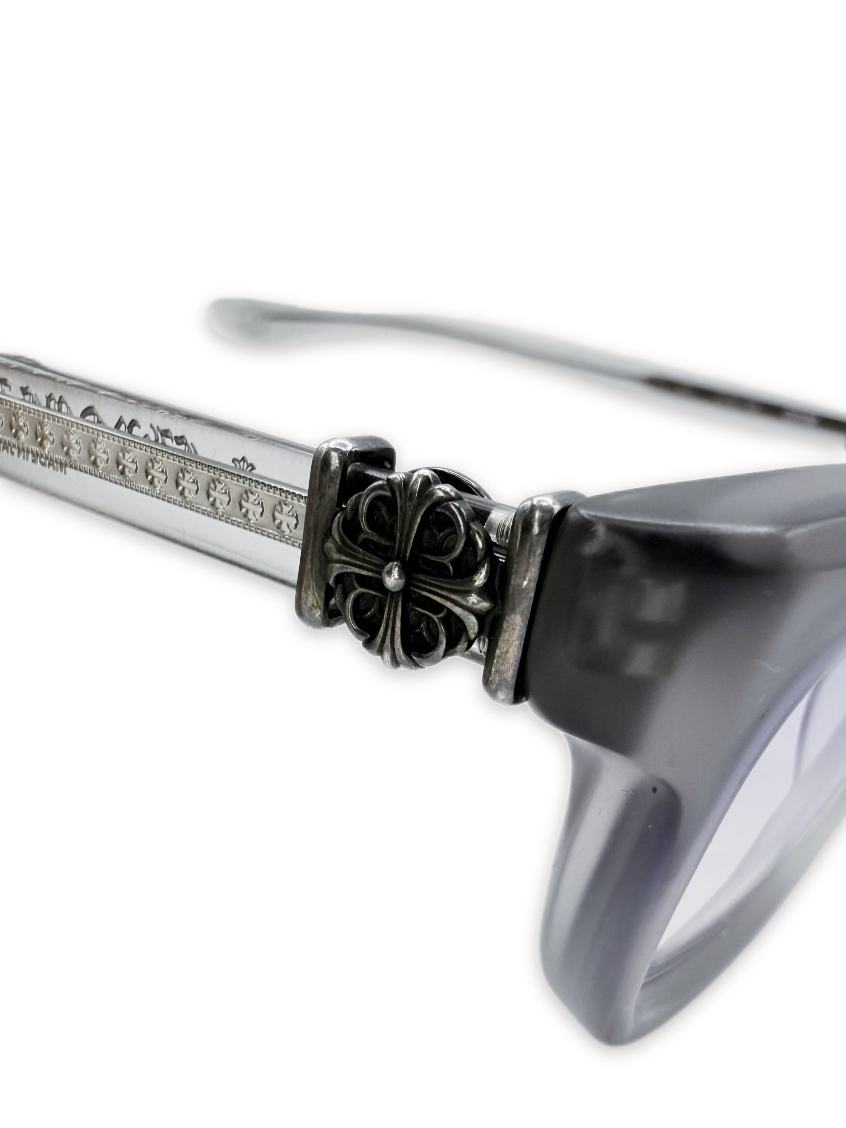 Chrome Hearts ‘Grim’ Purple Tint Oval Transparent Prescription Glasses