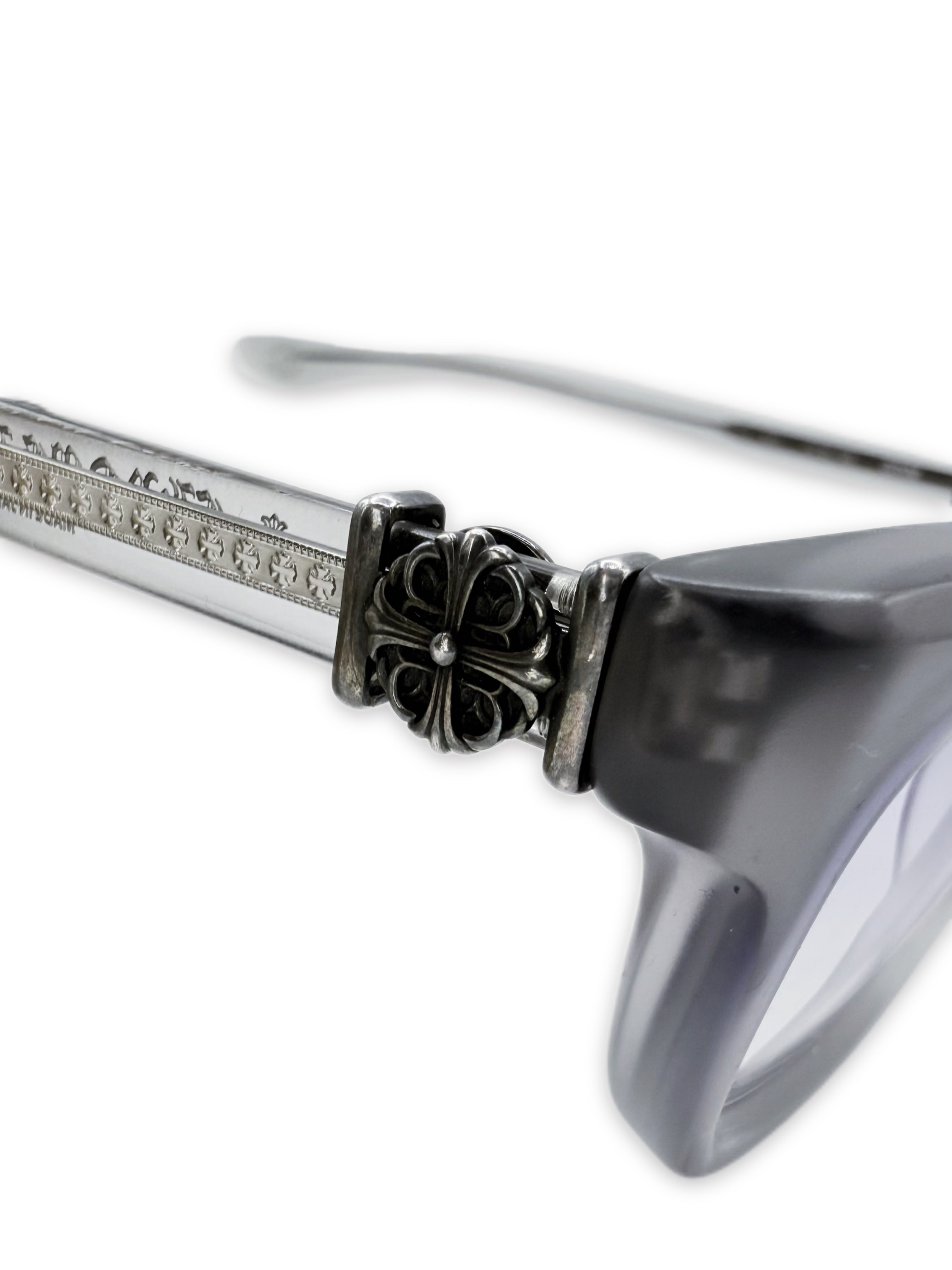 Chrome Hearts ‘Grim’ Purple Tint Oval Transparent Prescription Glasses
