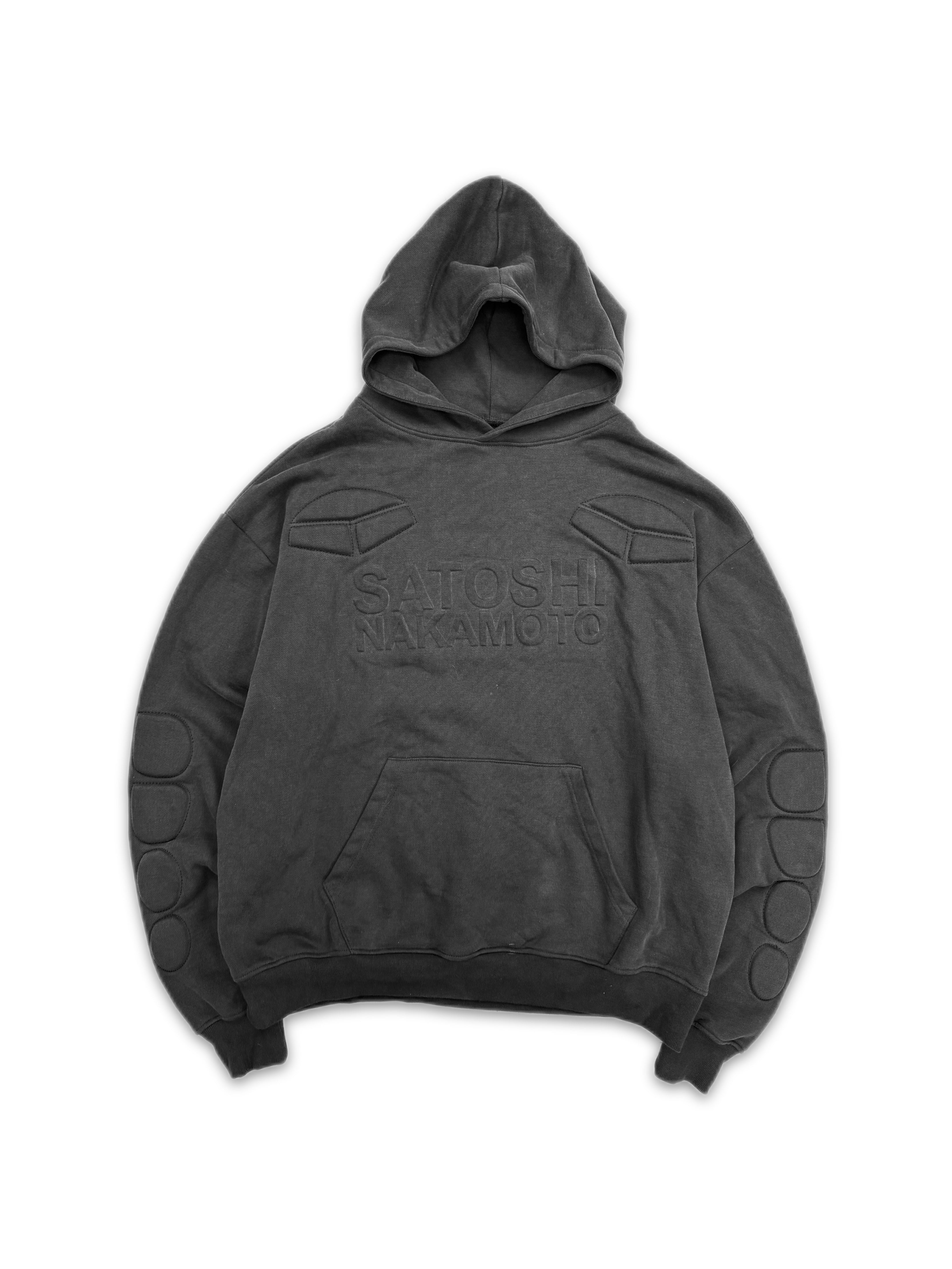 Satoshi Nakamoto Enduro Grey 3D Padded Chest Logo Moto Hoodie