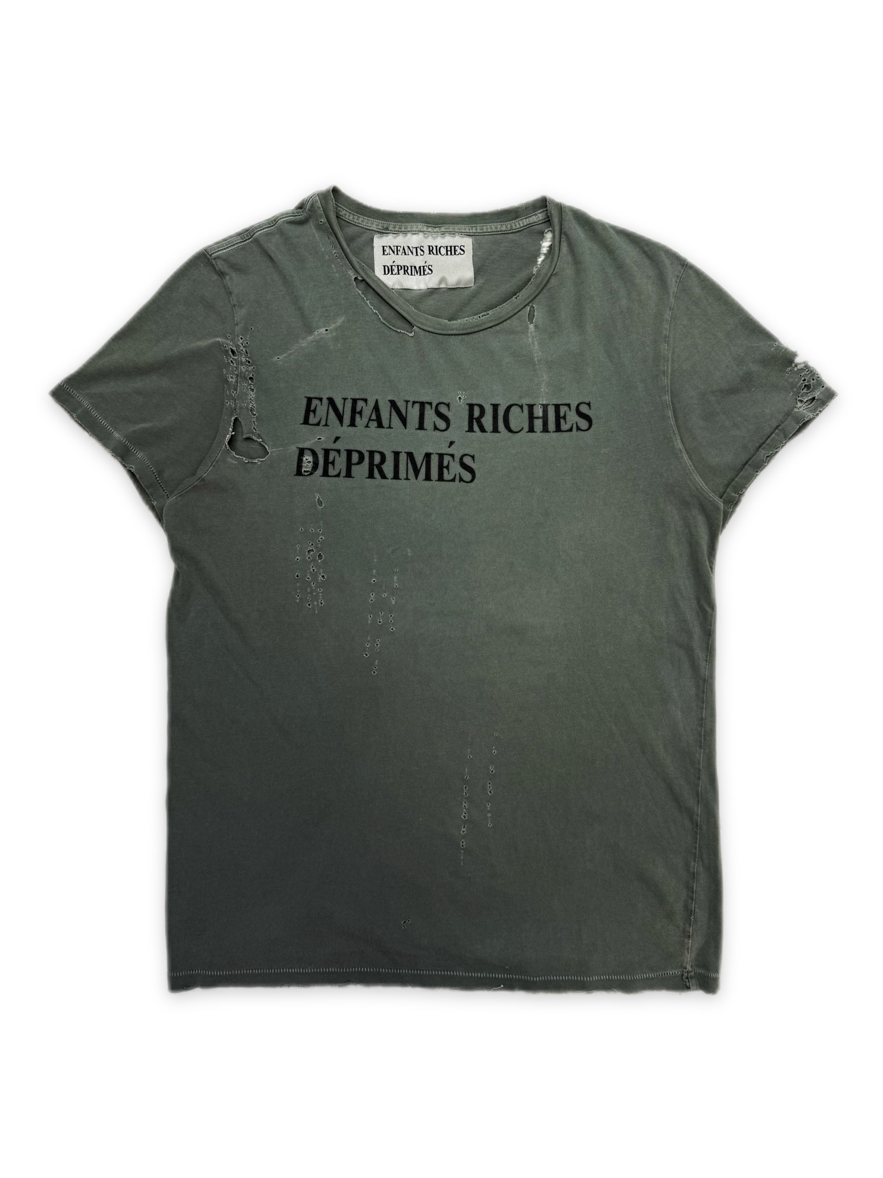 Enfants Riches Deprimes OG Washed Green Logo Distressed T-Shirt