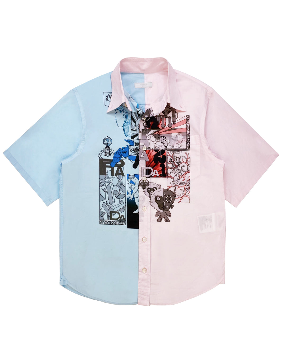SS18 Prada James Jean “Split” Graphic Camp-collar Shirt