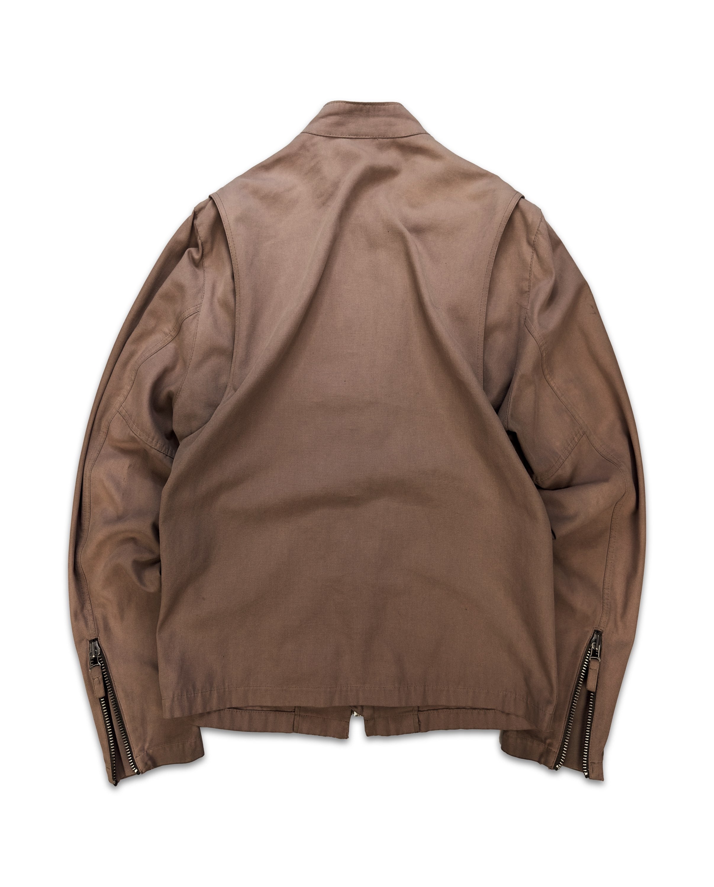SS04 Helmut Lang ‘Cafe Racer’ Tan Diagonal Zip Jacket