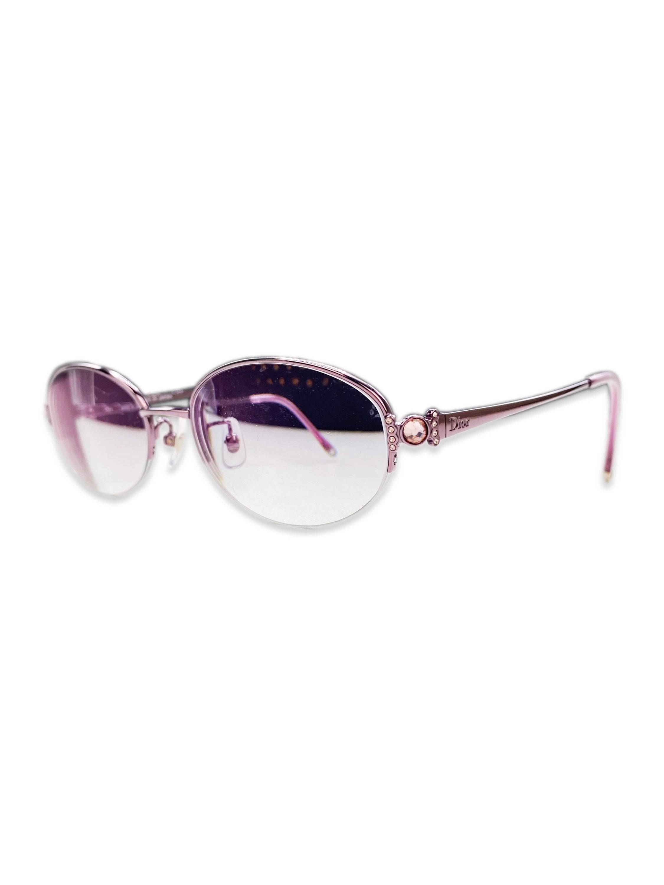 Dior Rose Tint Metallic Oval Frame Glasses