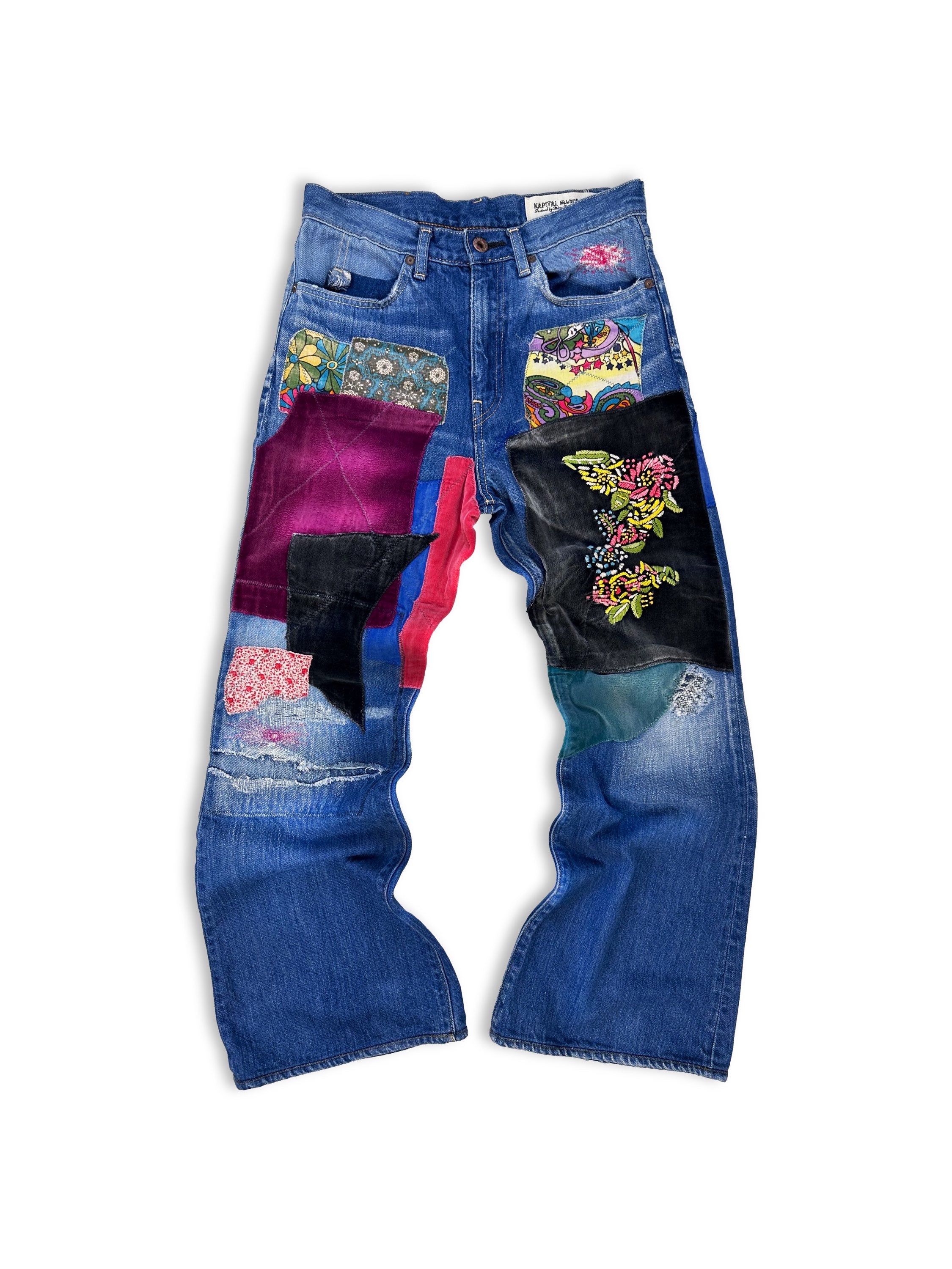 KAPITAL KOUNTRY 'PSYCHEDELIC' OAKABILLY 14OZ PATCHWORK FLARED