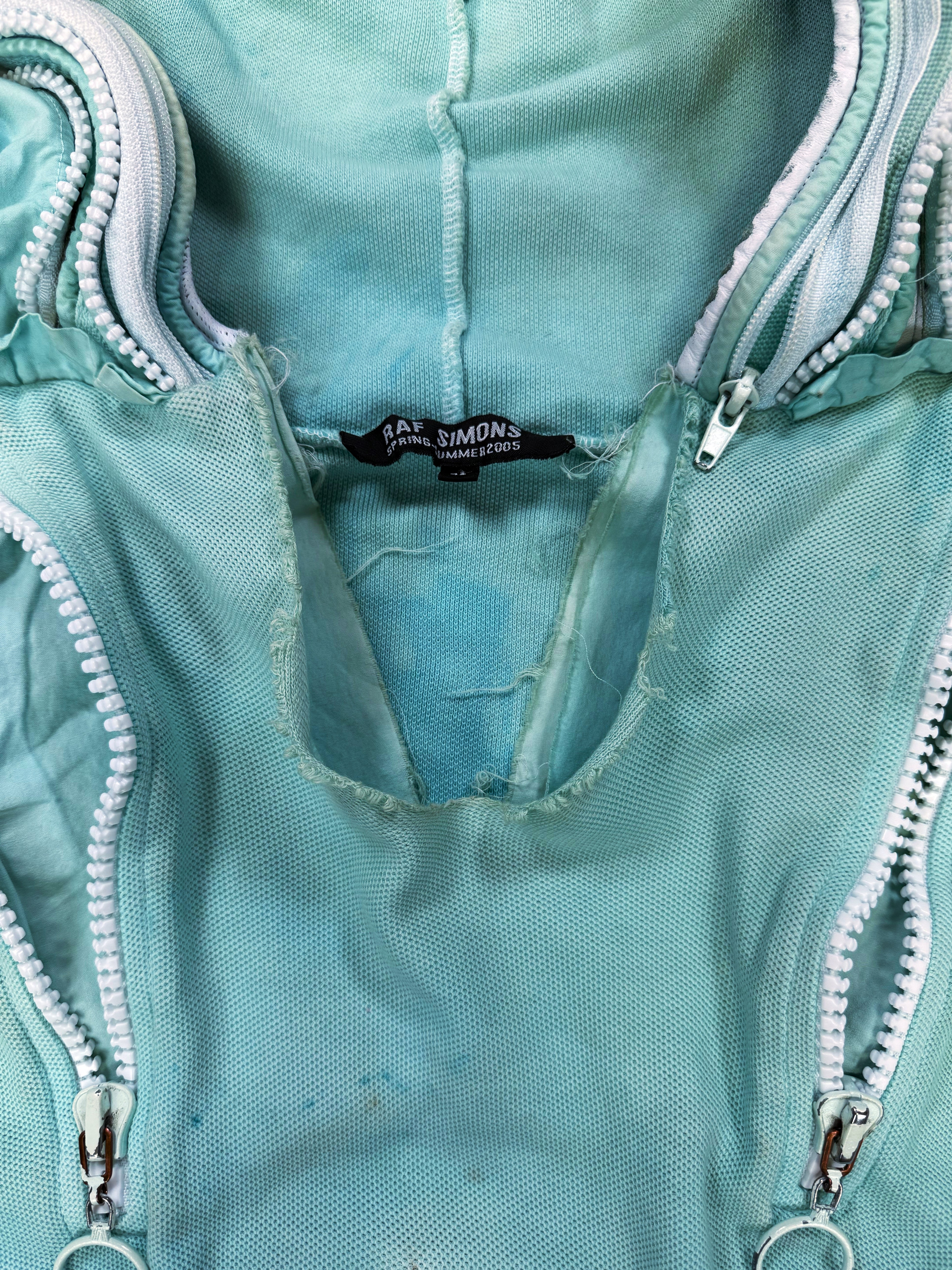 SS05 Raf Simons SAMPLE Tactical Multi-Zip Sea Foam Hoodie