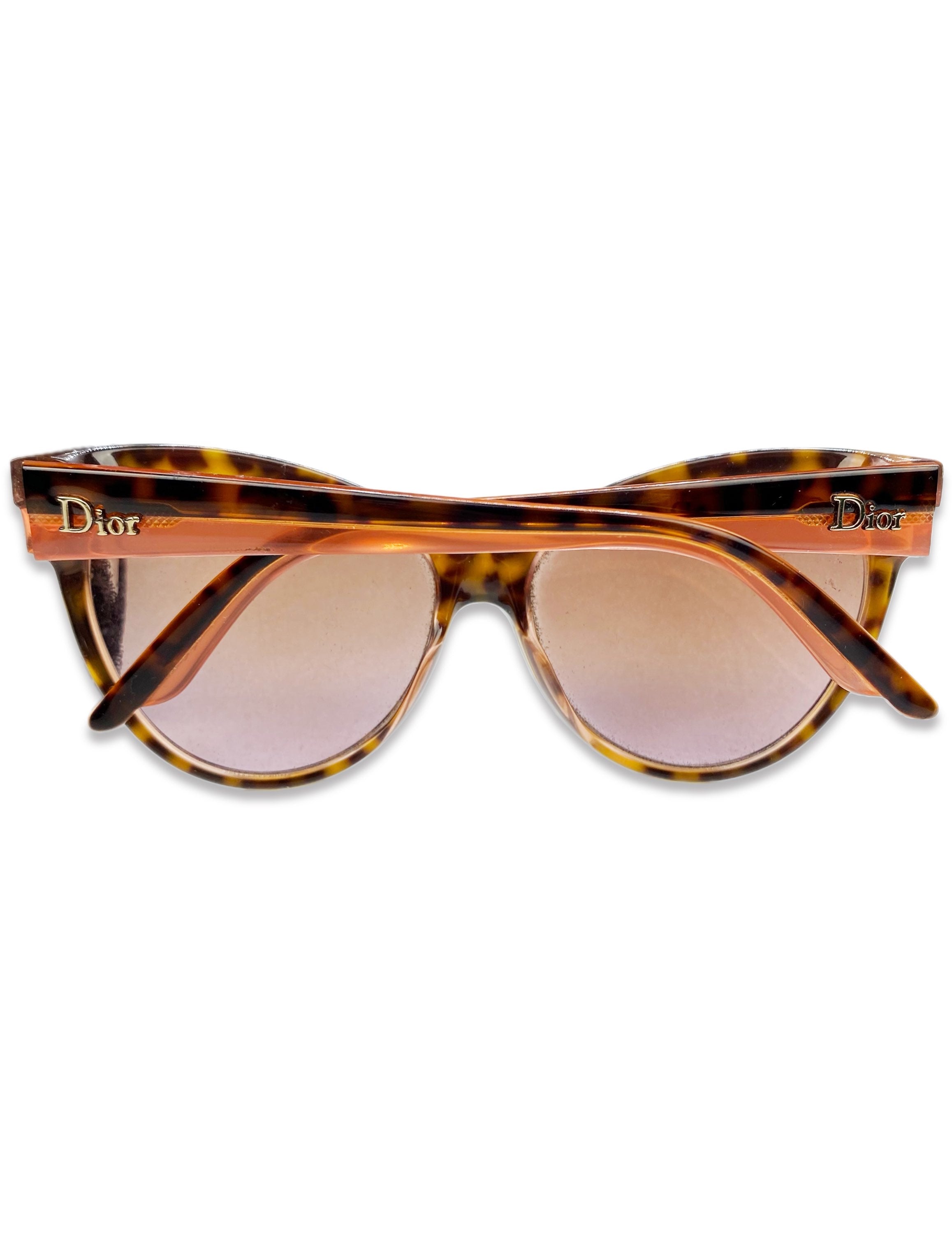 Dior Rose Tint Metallic Logo Cat Eye Glasses
