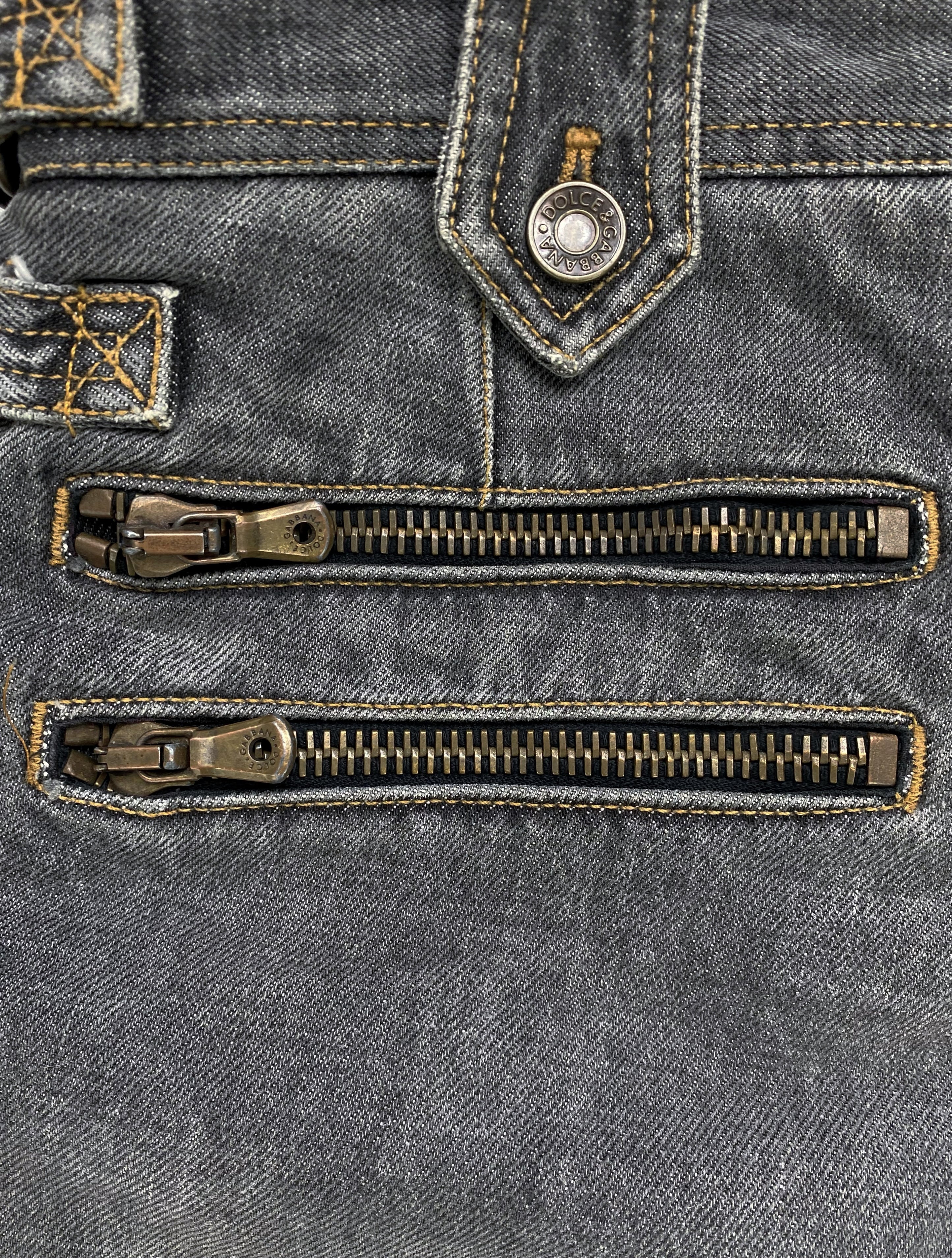 AW03 Dolce & Gabbana Bondage Strap Reinforced Flared Denim