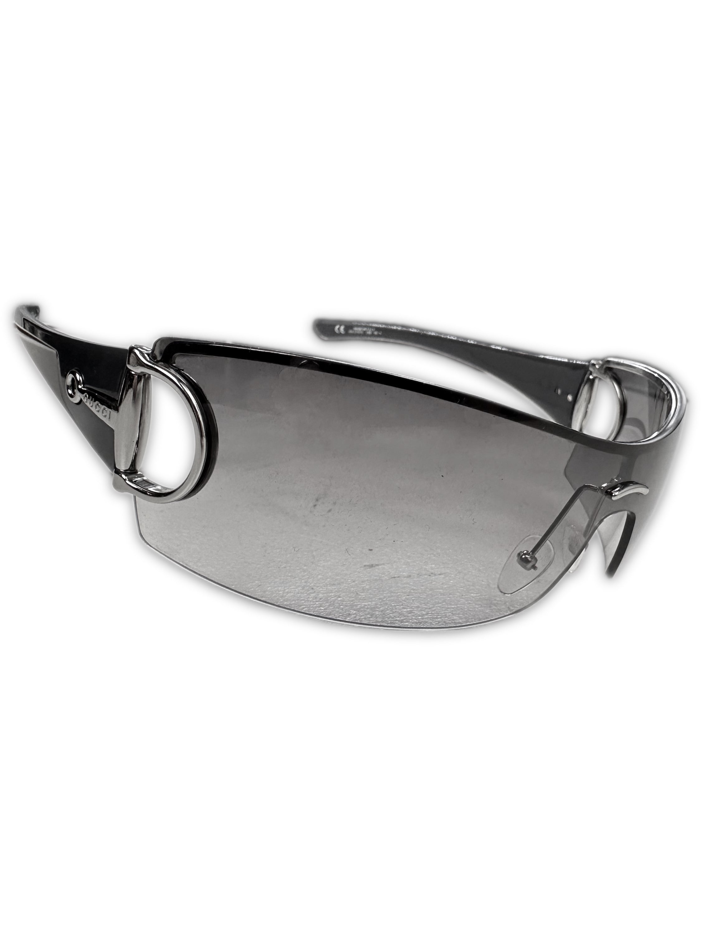 00s Gucci Horsebit Rimless Gradient Tint Visor Sunglasses
