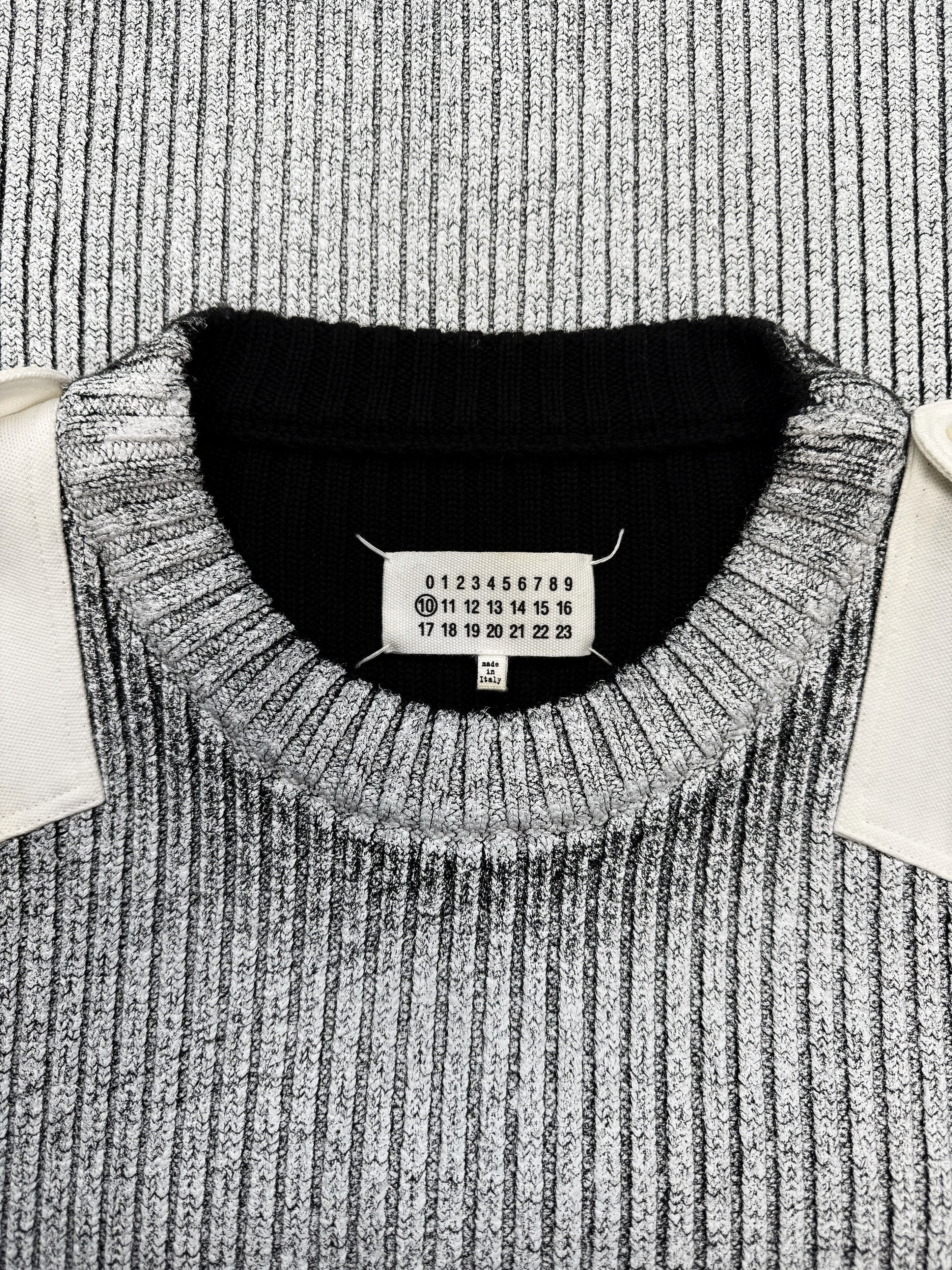 AW18 Maison Margiela Hand Painted Ribbed Knit Patchwork Sweater