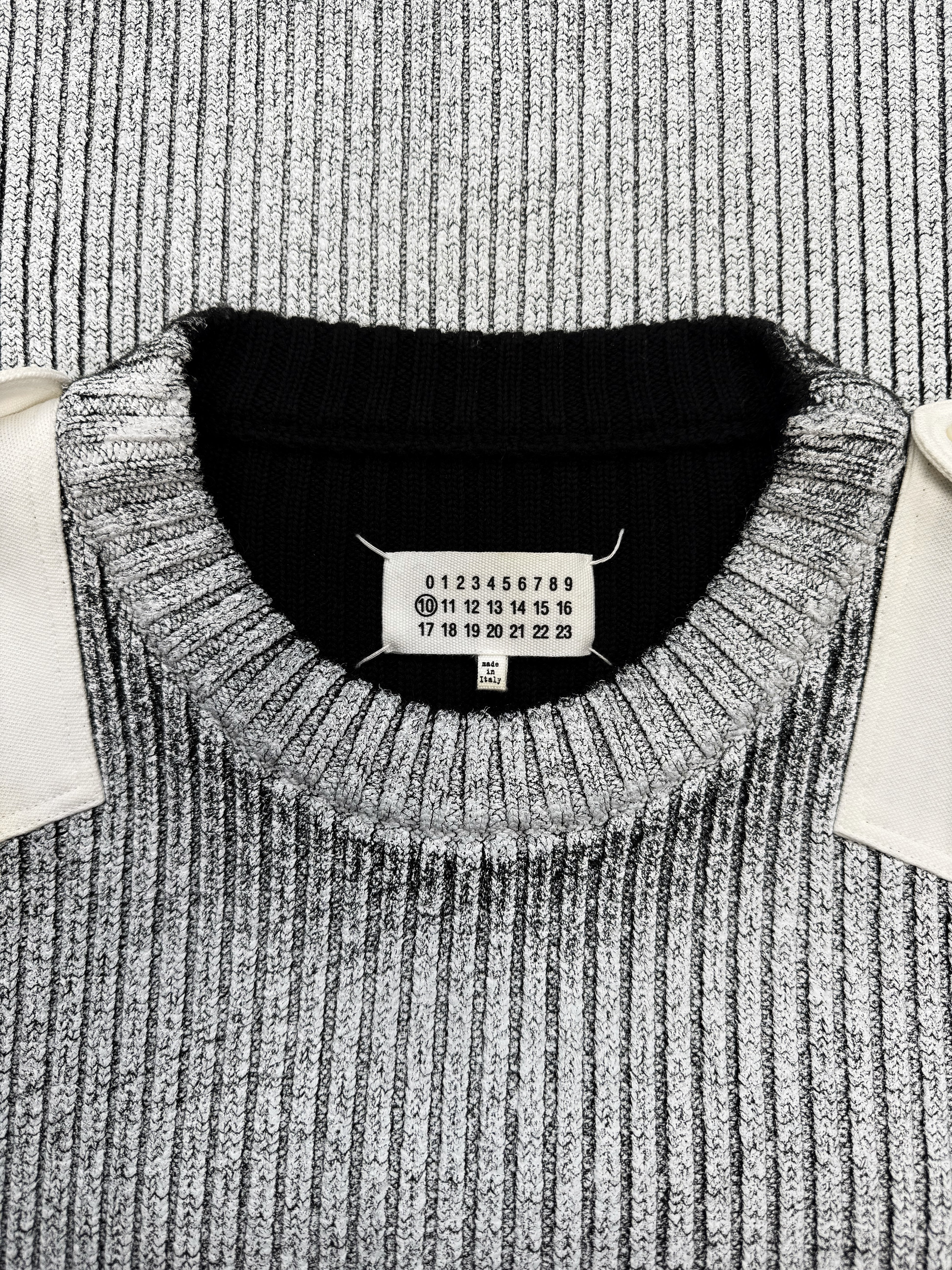 AW18 Maison Margiela Hand Painted Ribbed Knit Patchwork Sweater