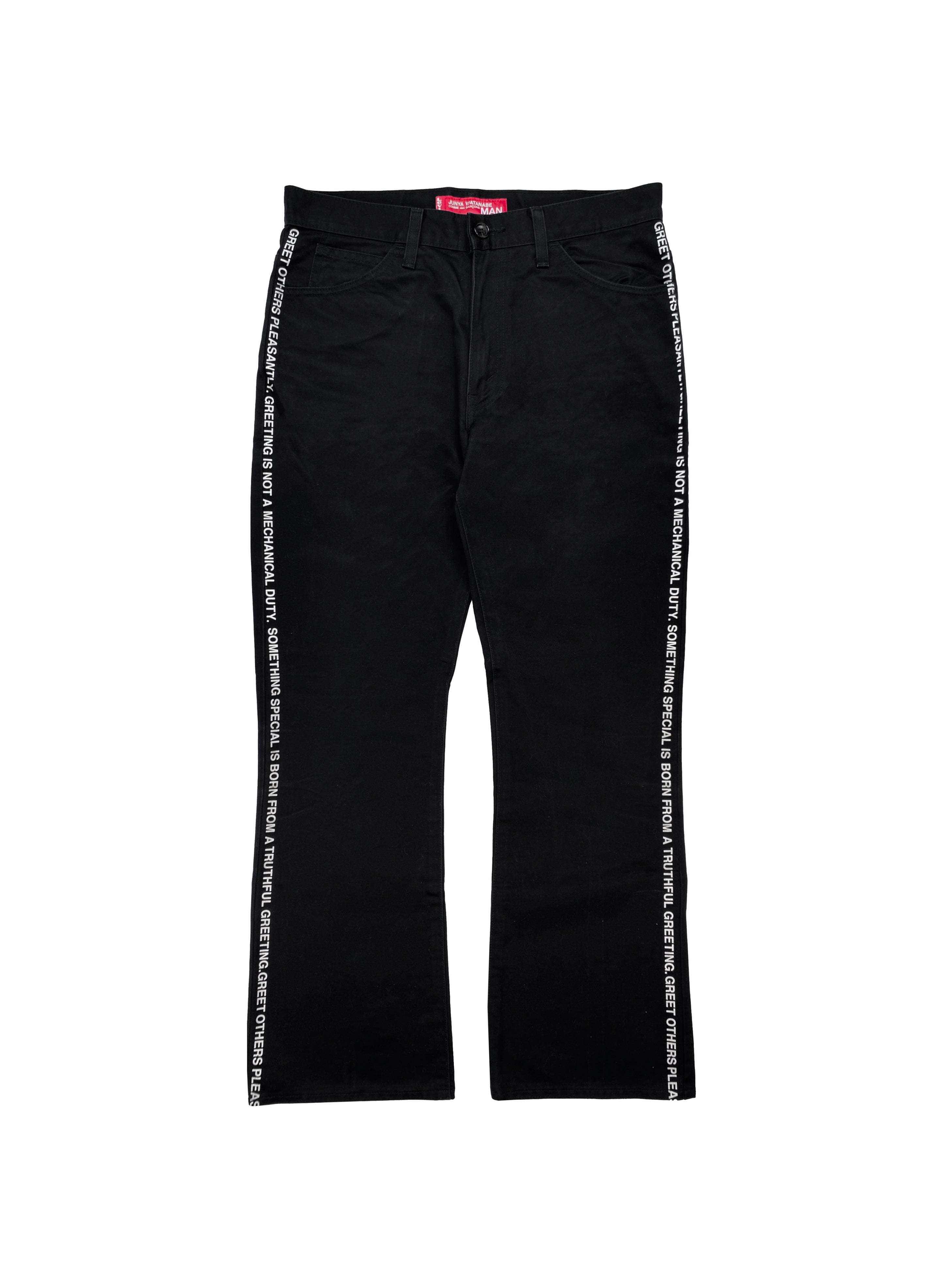 SS02 Junya Watanabe “Greet Others Pleasantly” Poem Trousers