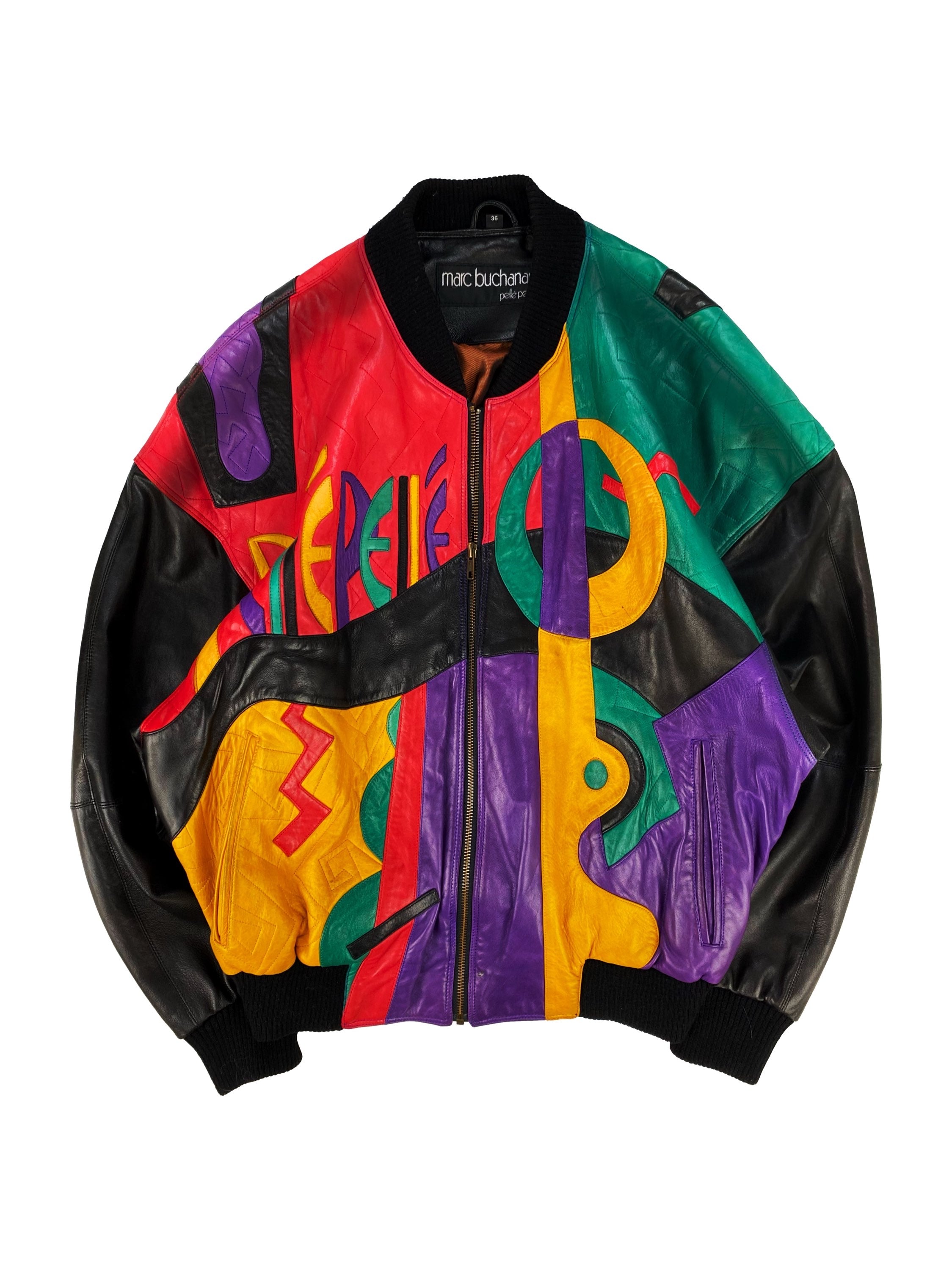 90s Pelle Pelle ‘Picasso’ Calfskin Leather Bomber Jacket