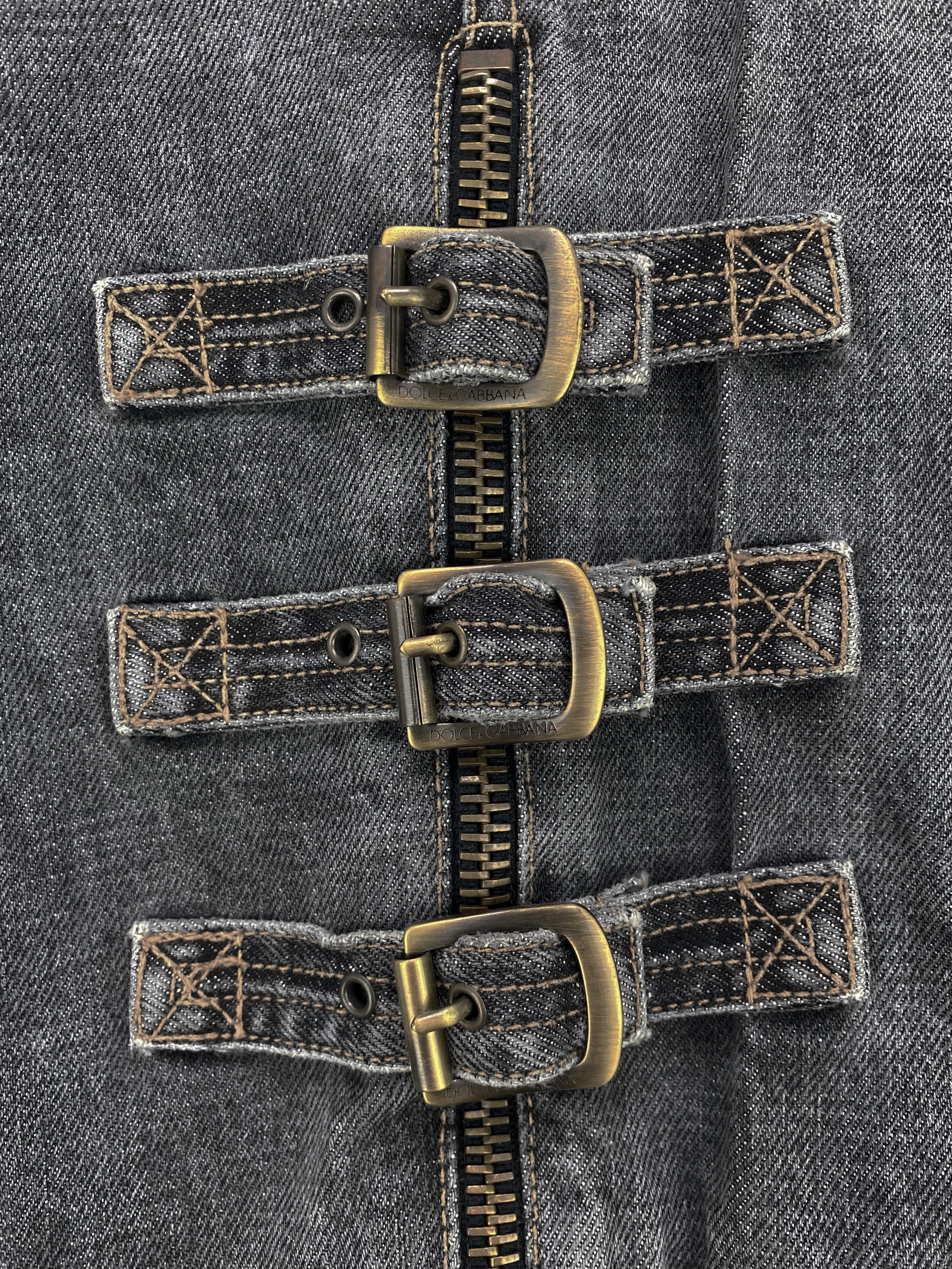 AW03 Dolce & Gabbana Bondage Strap Reinforced Flared Denim