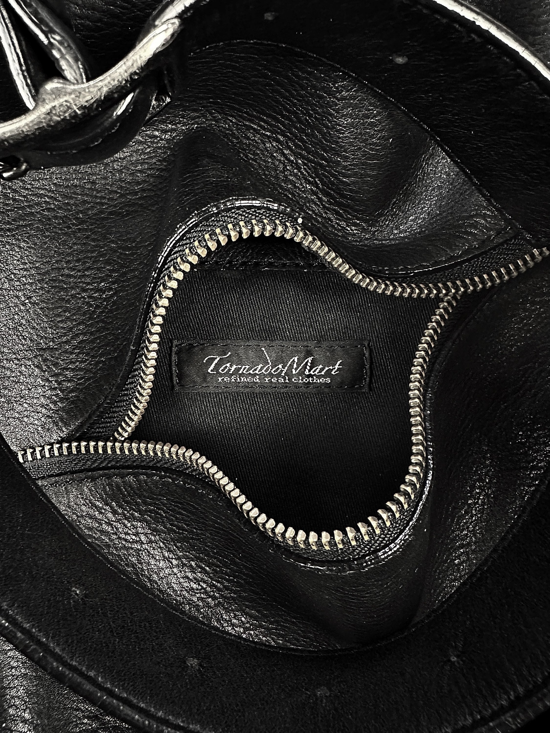 00s Tornado Mart Spiral Zip Leather Messenger Bag