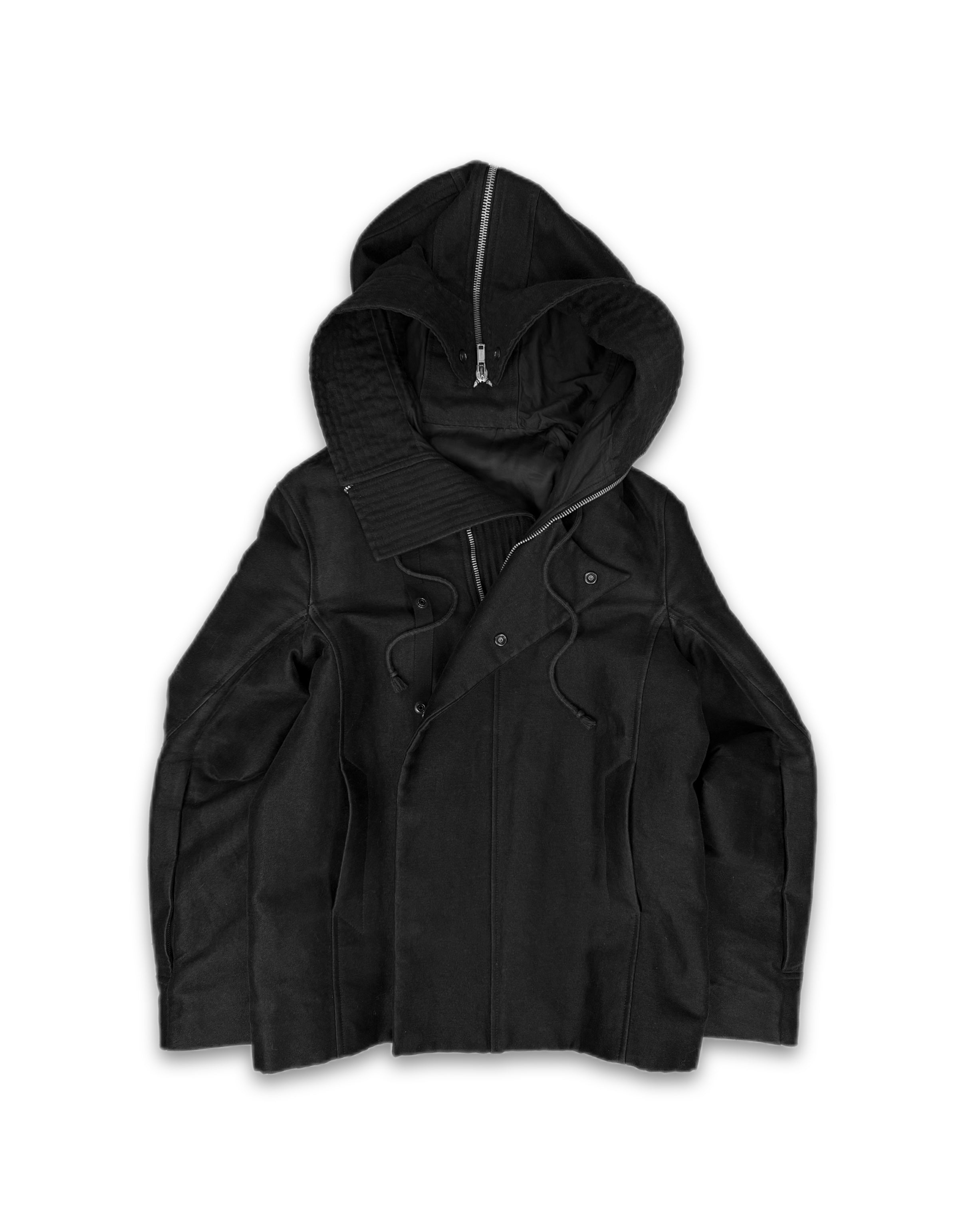 AW09 Rick Owens ‘Exploder’ Black Split Hood Parka Jacket
