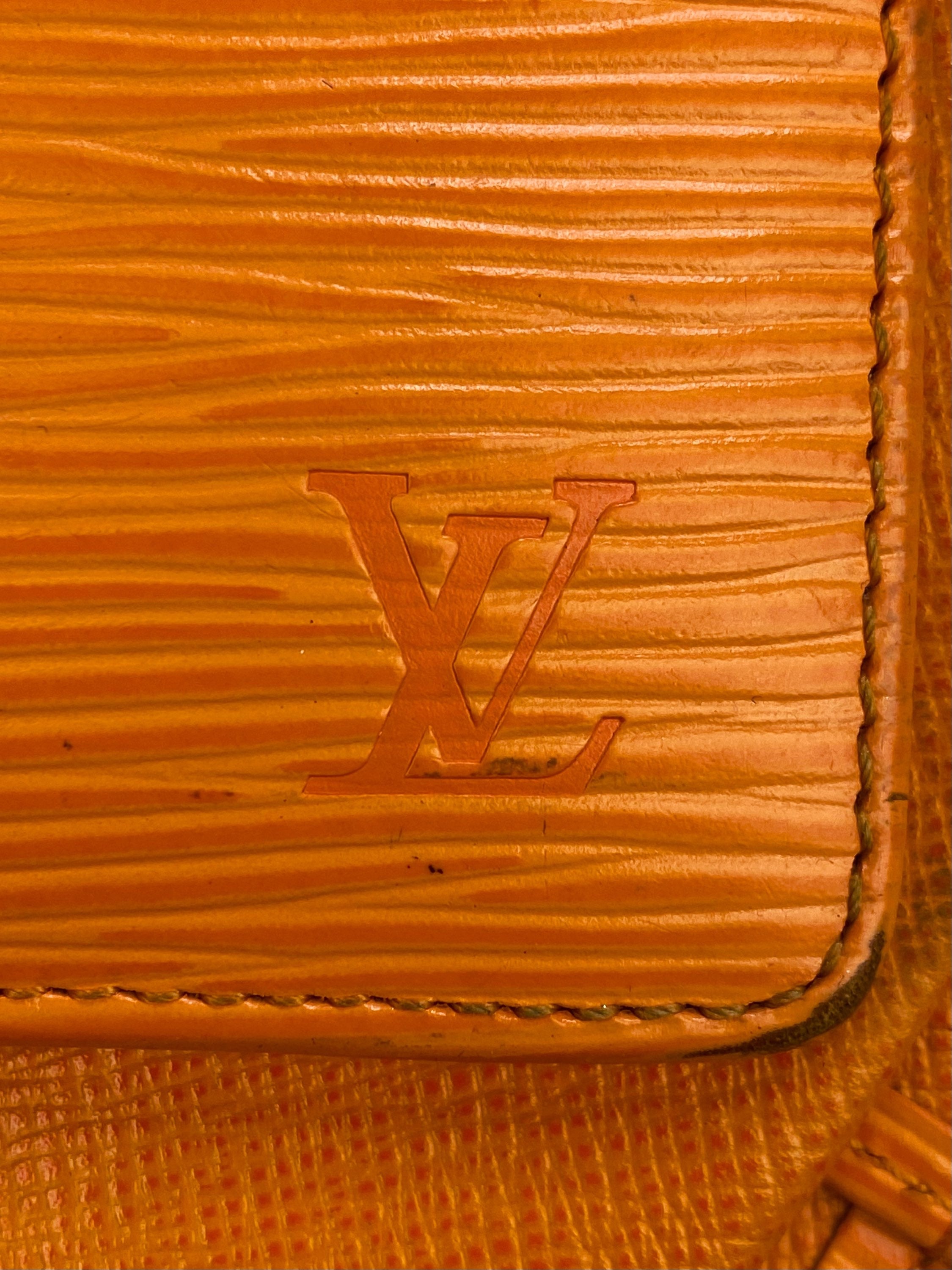 Louis Vuitton Orange Epi Button Clasp Embossed LV Wallet