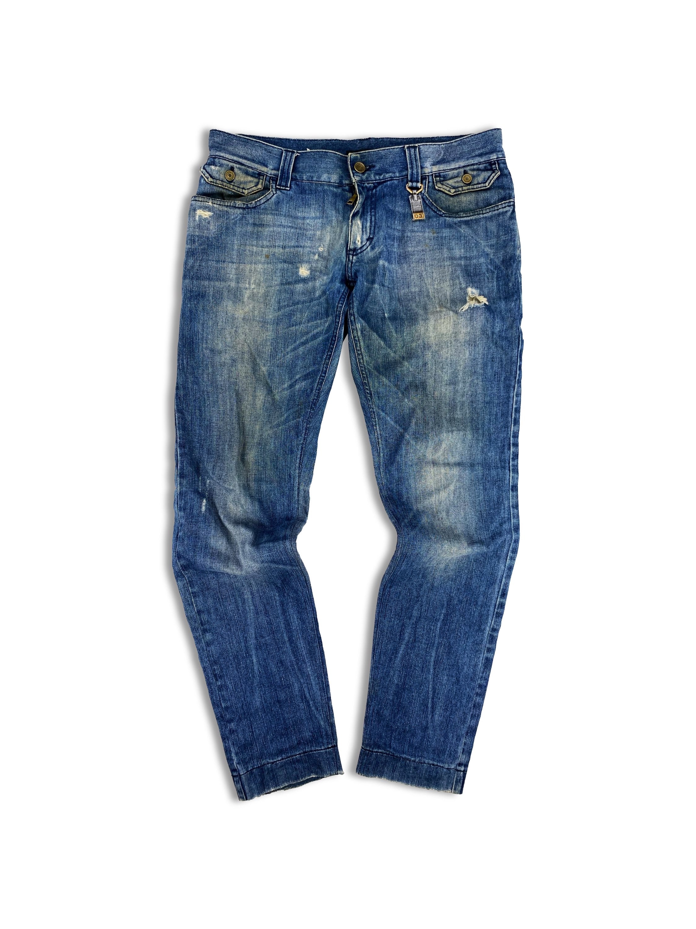 00s Dolce & Gabbana Light Wash D-Ring Denim Jeans