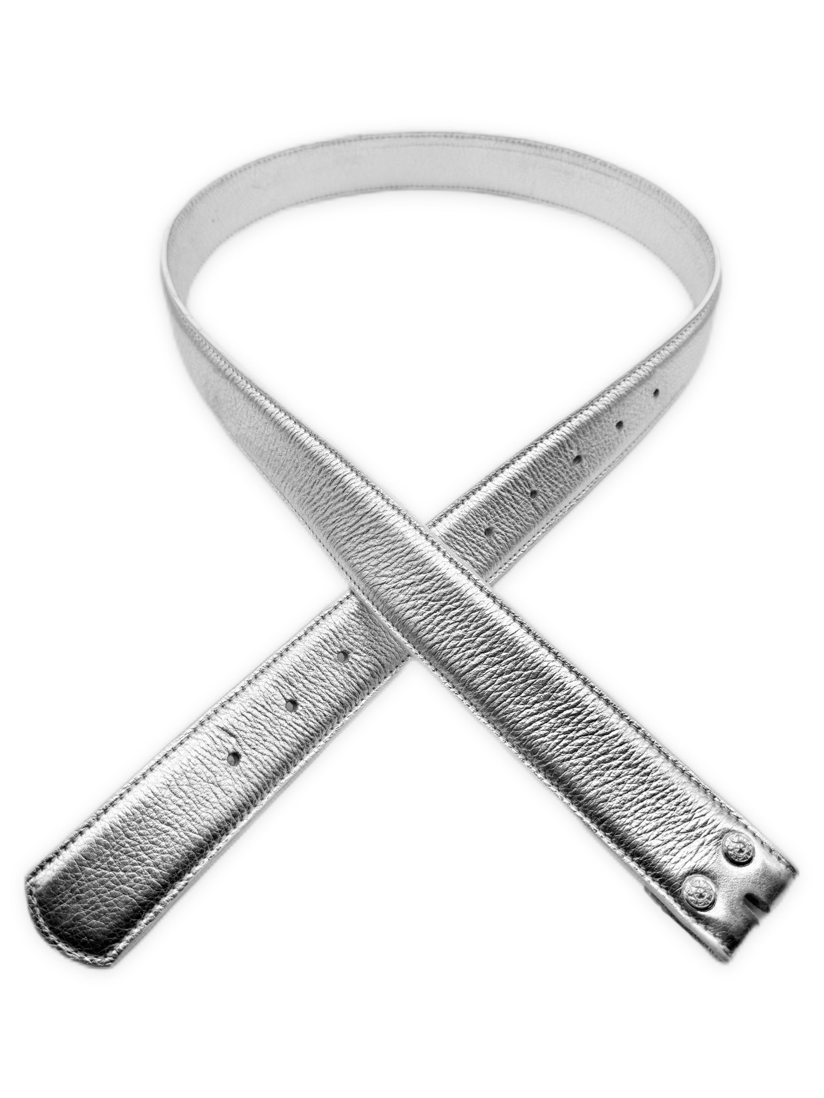Chrome Hearts Silver Gunslinger Rhodium Leather Belt Strap