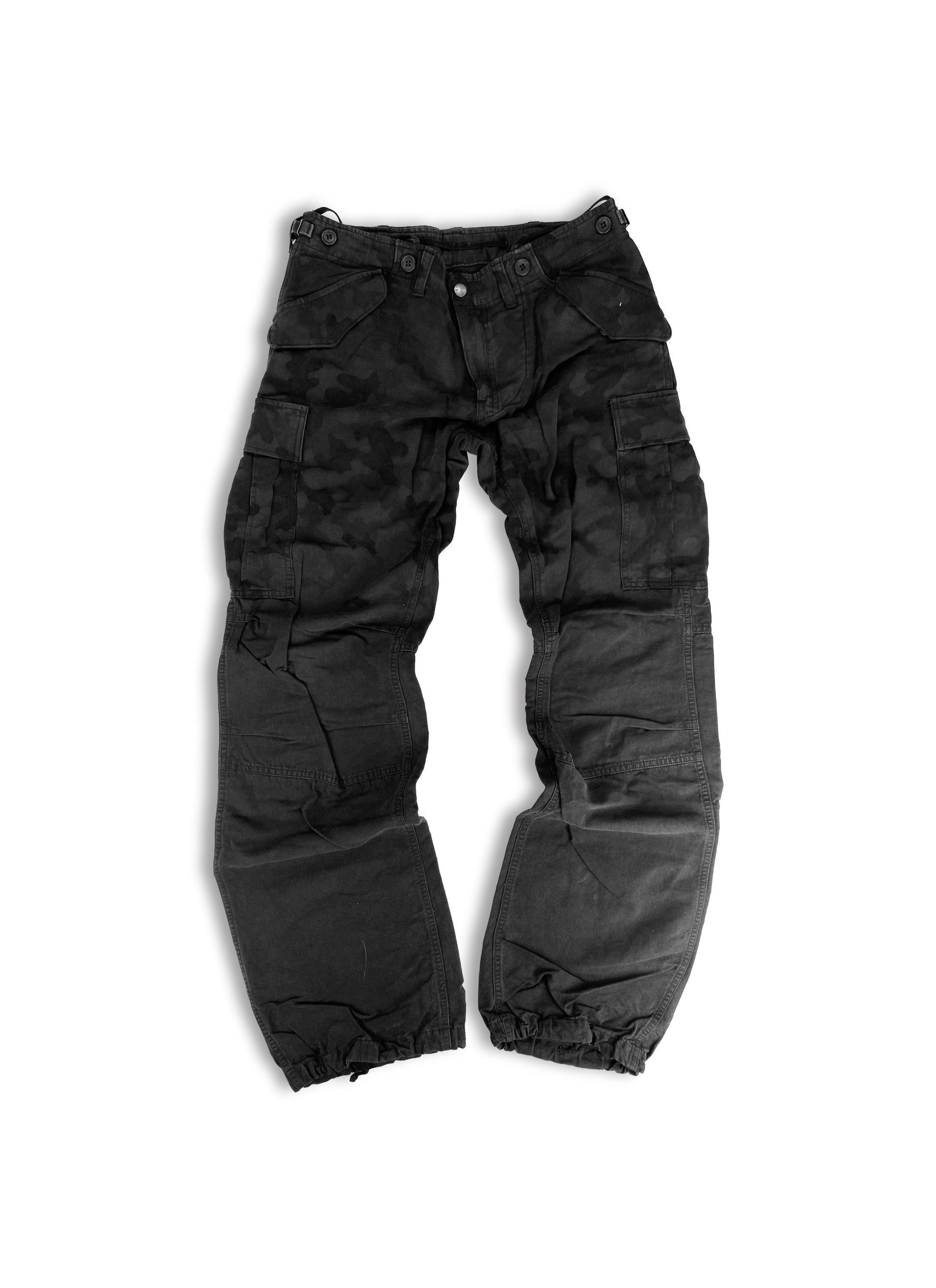 Mihara Yasuhiro Black Camo Rebuild Wide Cut Hybrid Cargo Pants
