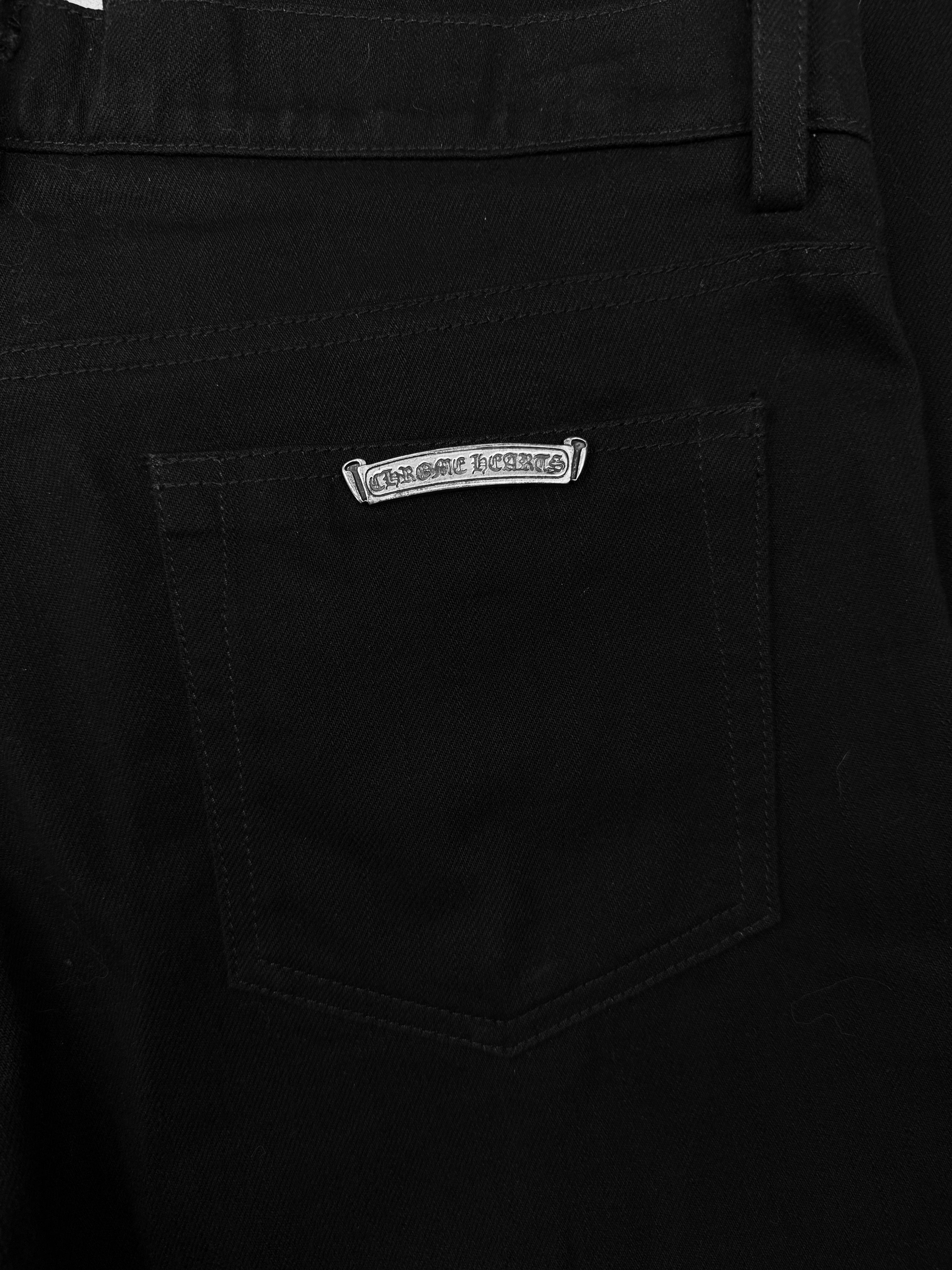Chrome Hearts Flared Black Dagger Zip Fleur Knee Jeans