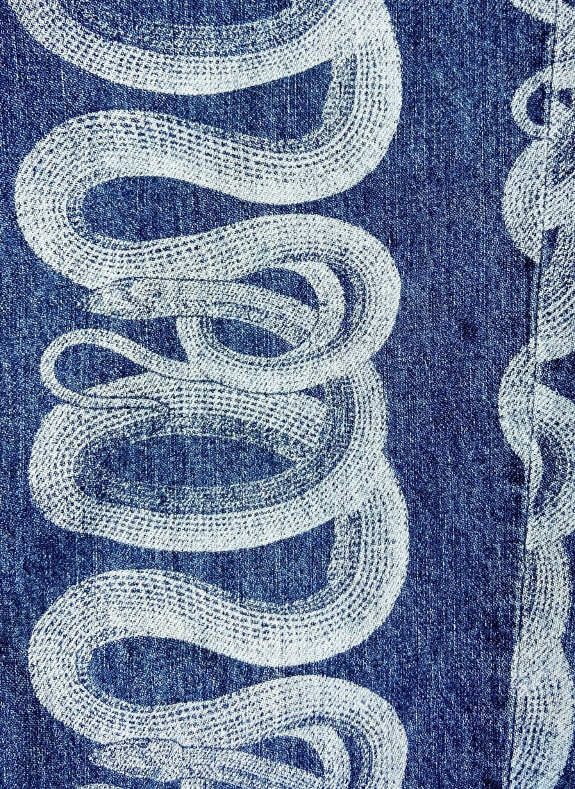 SS98 Hysteric Glamour Indigo Snake Pattern Skinny Denim