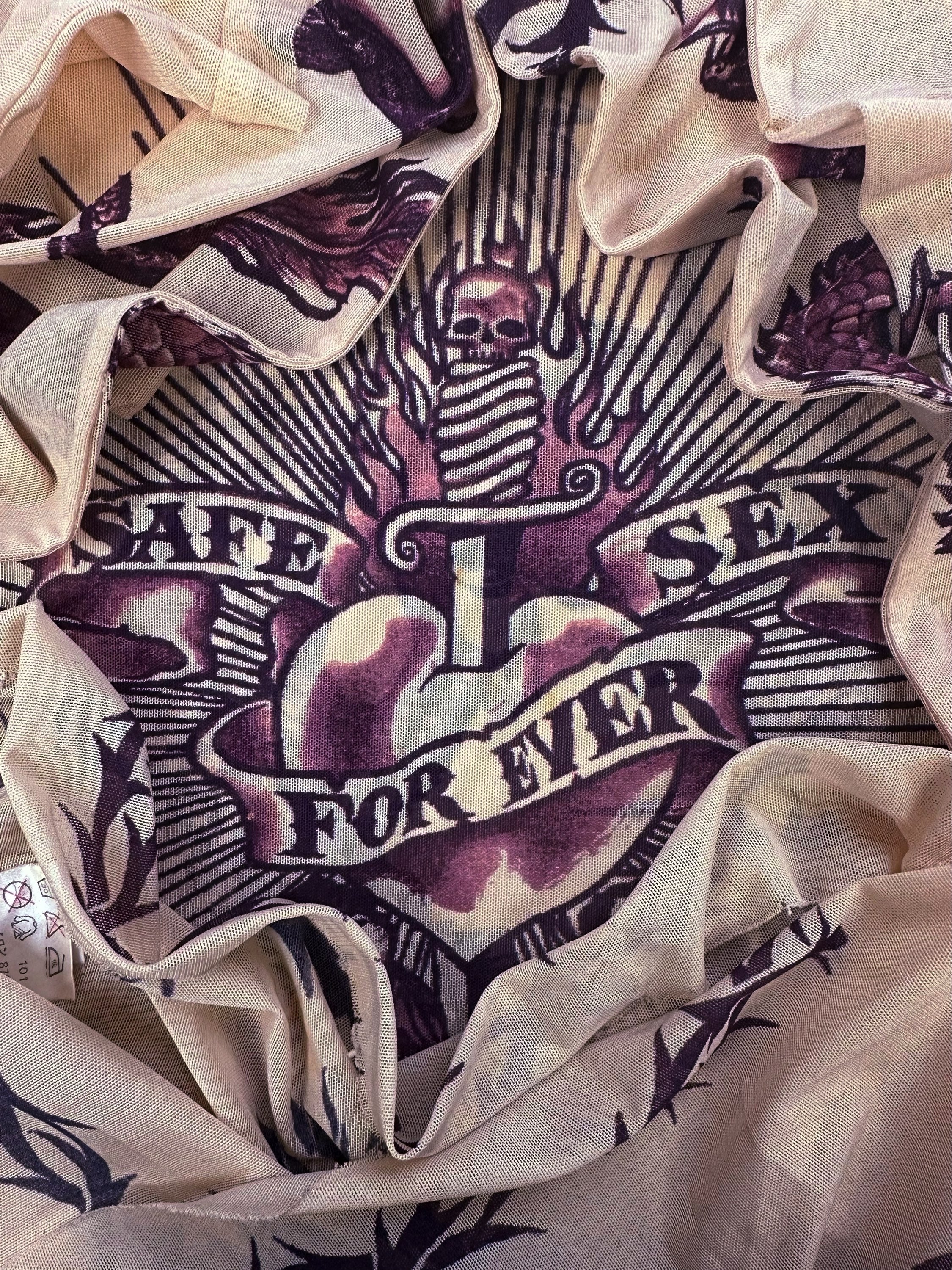SS96 Jean Paul Gaultier ‘Safe Sex Forever’ Mesh Tattoo Longsleeve