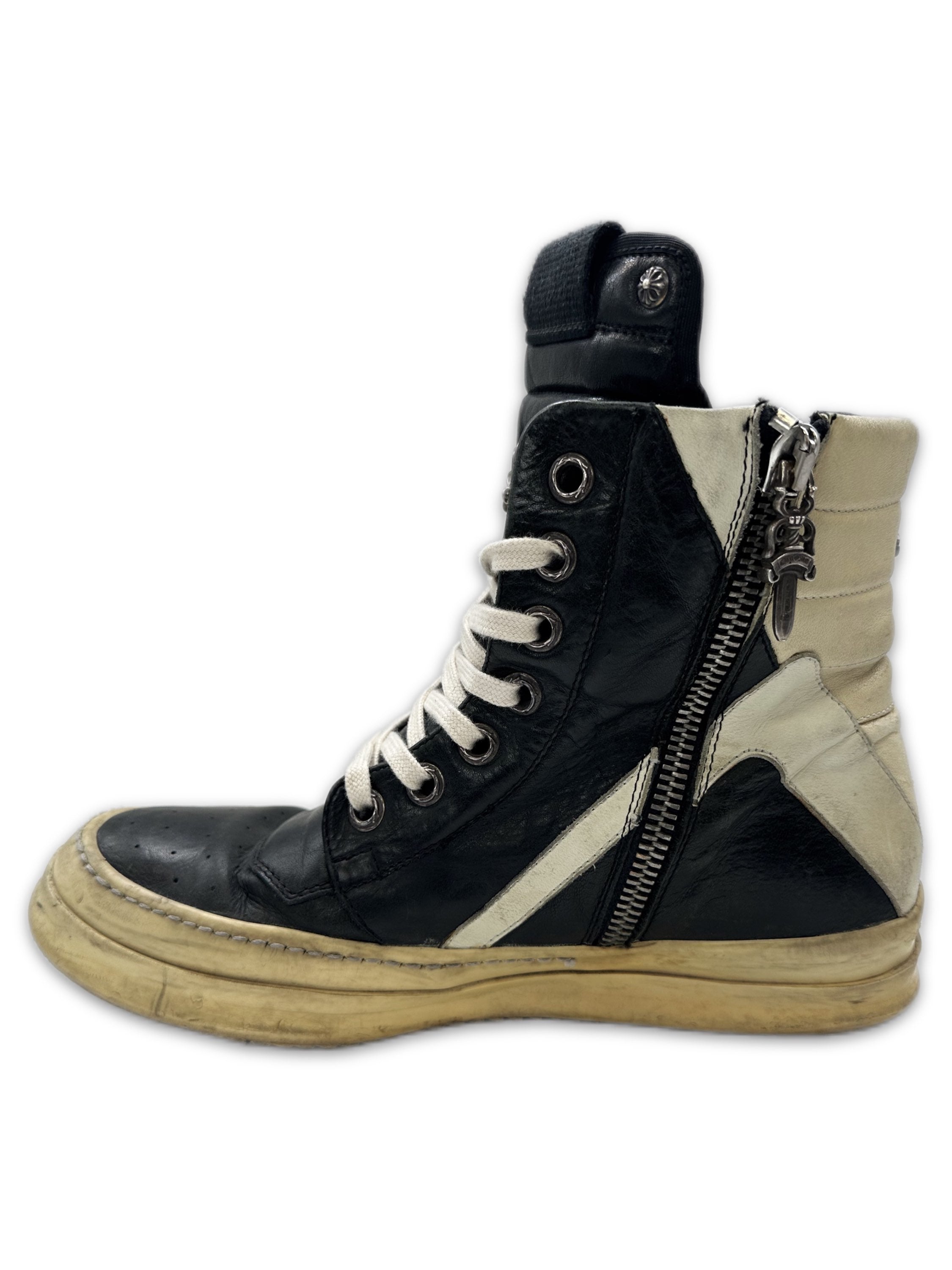 Chrome Hearts x Rick Owens .925 Silver Black Leather Geobasket Sneakers