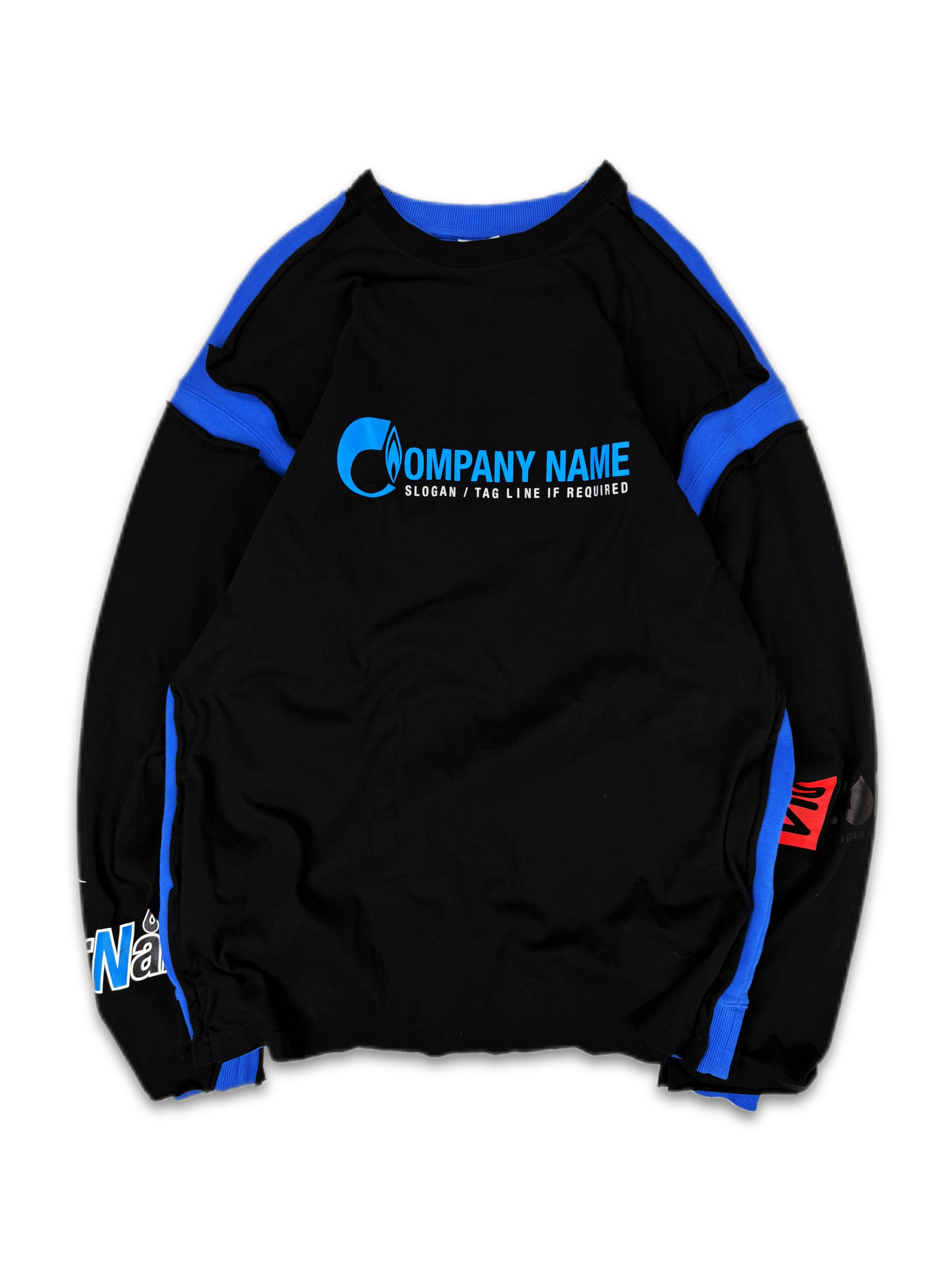 SS19 Vetements ‘Company Name’ Black / Blue Layered Crewneck