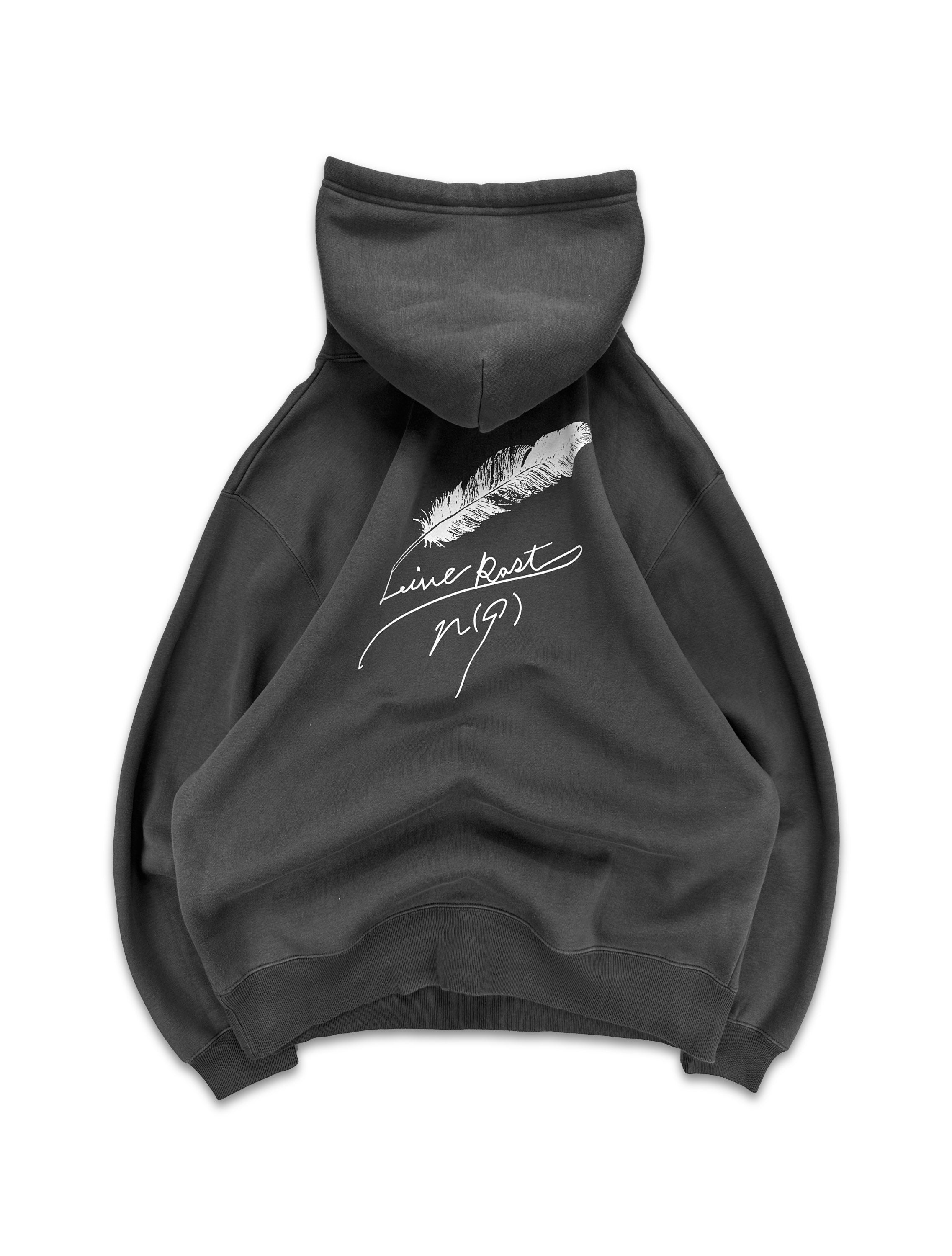 Number (N)ine Feather Motif Heavy Weight Grey Hoodie