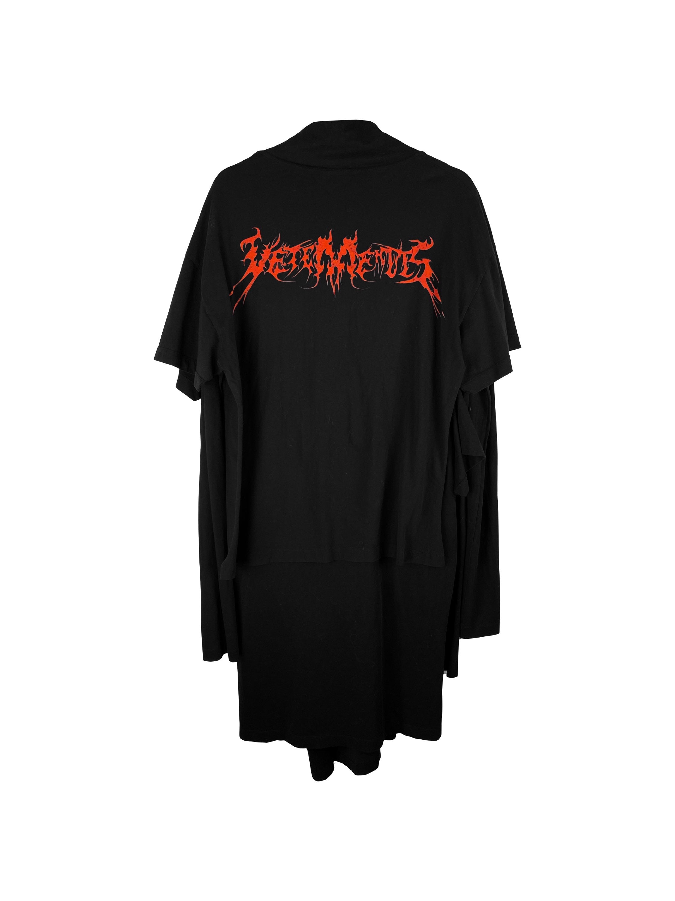 AW17 VETEMENTS DEATH METAL SKULL MULTI LAYERED T-SHIRT DRESS