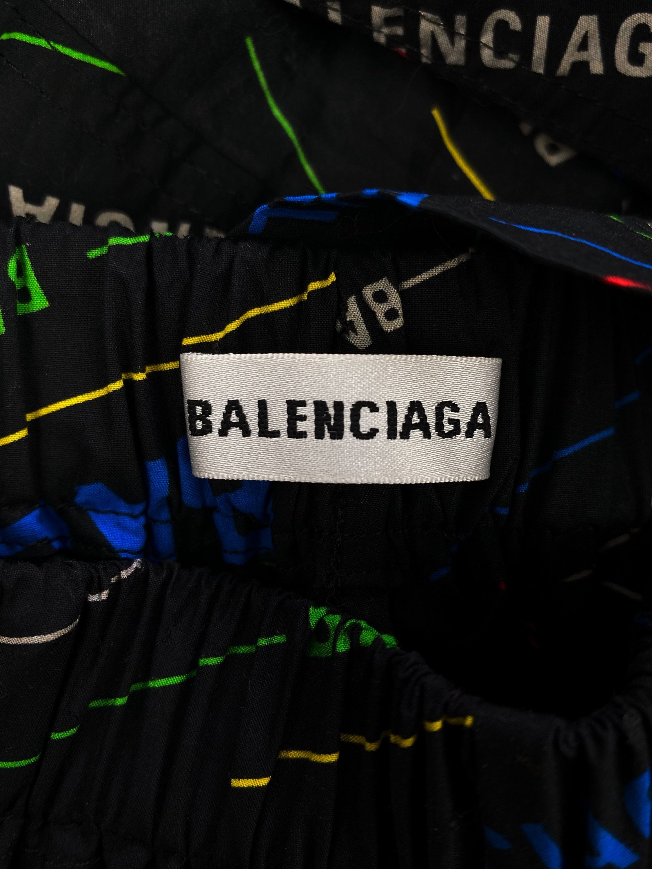 Balenciaga Rainbow Monogram Oversized Nylon Pants
