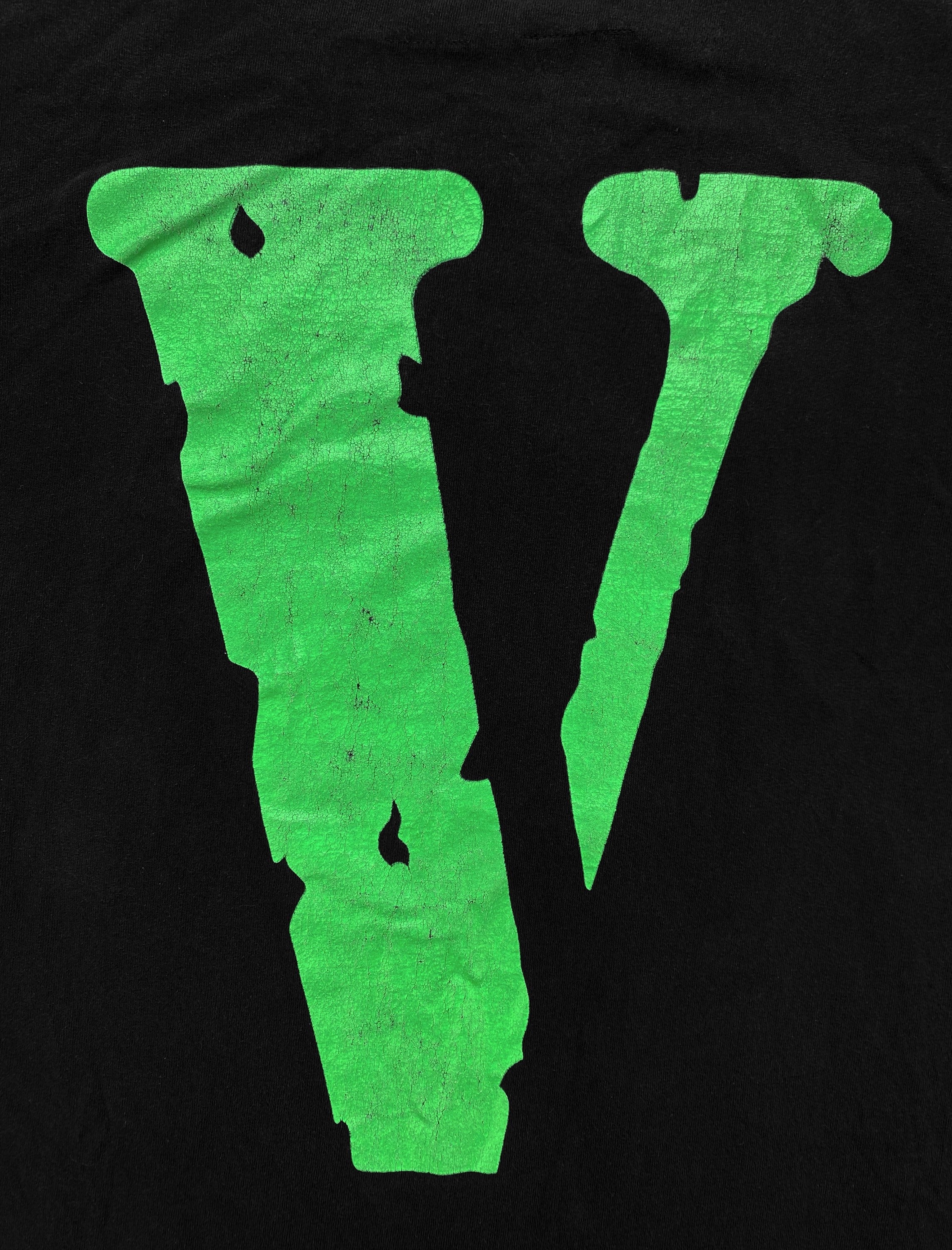 Vlone “V” Green Staple Graphic Black T-Shirt