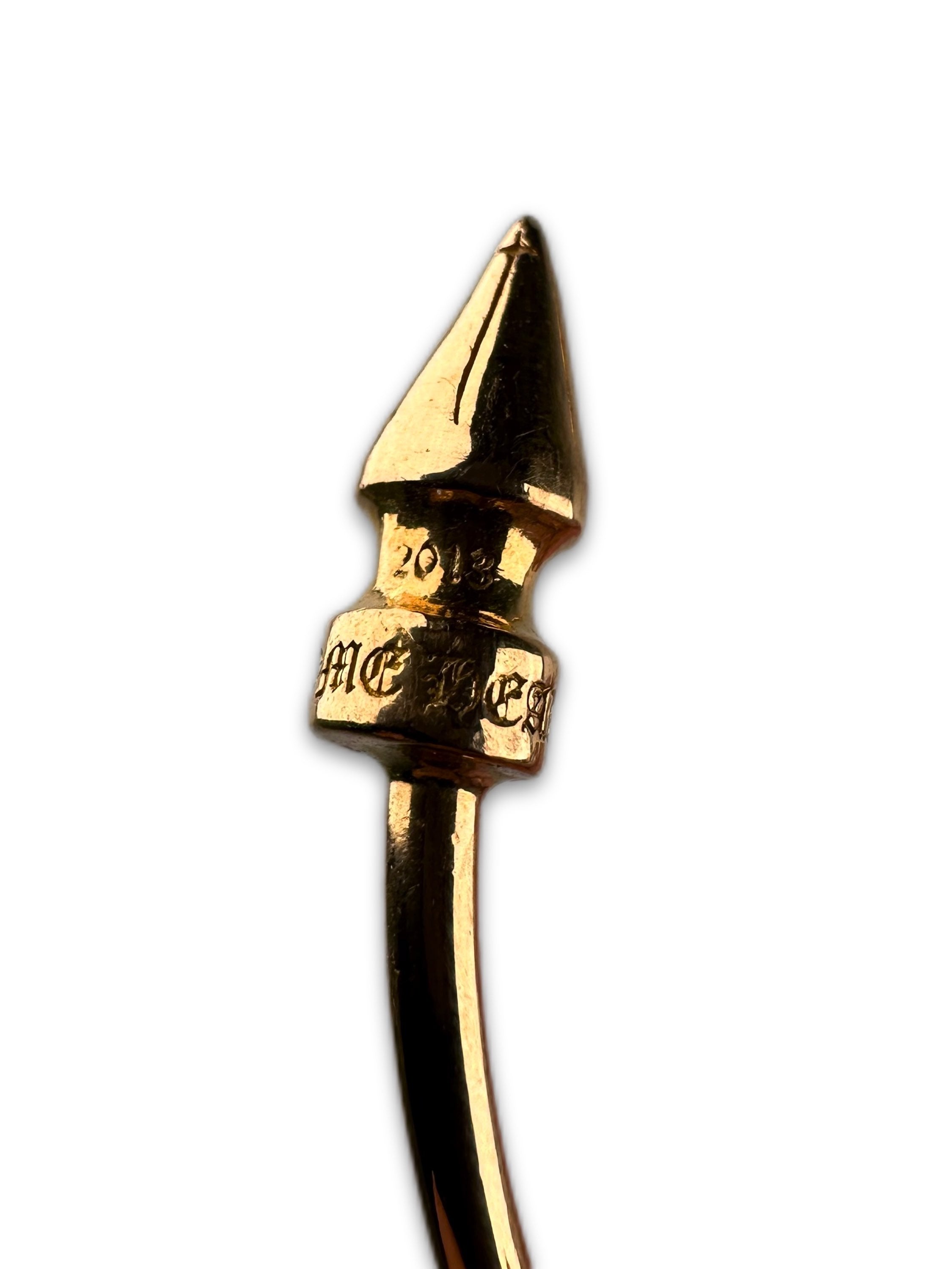 Chrome Hearts 22K Gold ‘Thorn’ Spike Bangle Cuff Bracelet