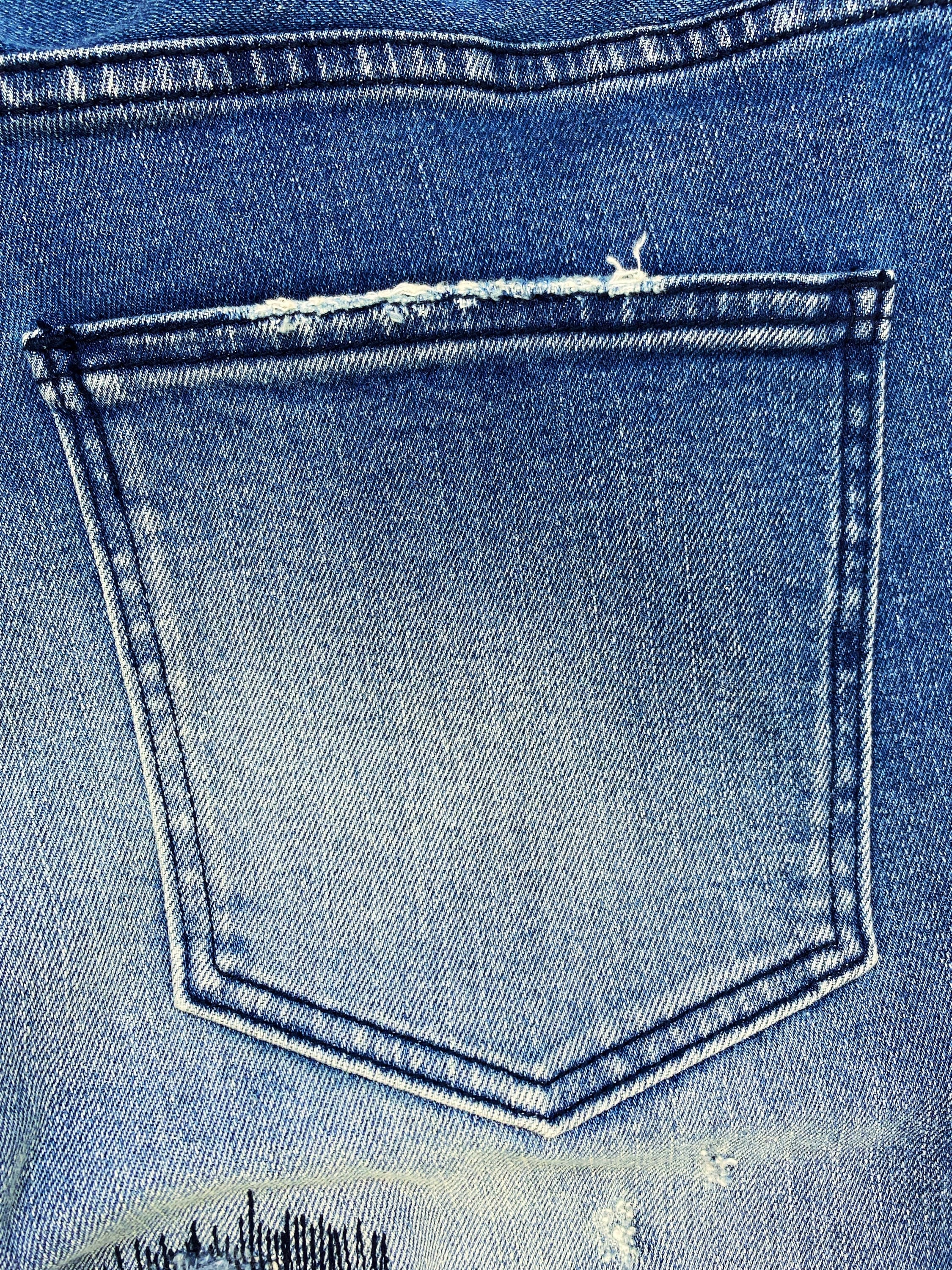 Number (N)ine Sashiko Stitch Distressed Painter Denim