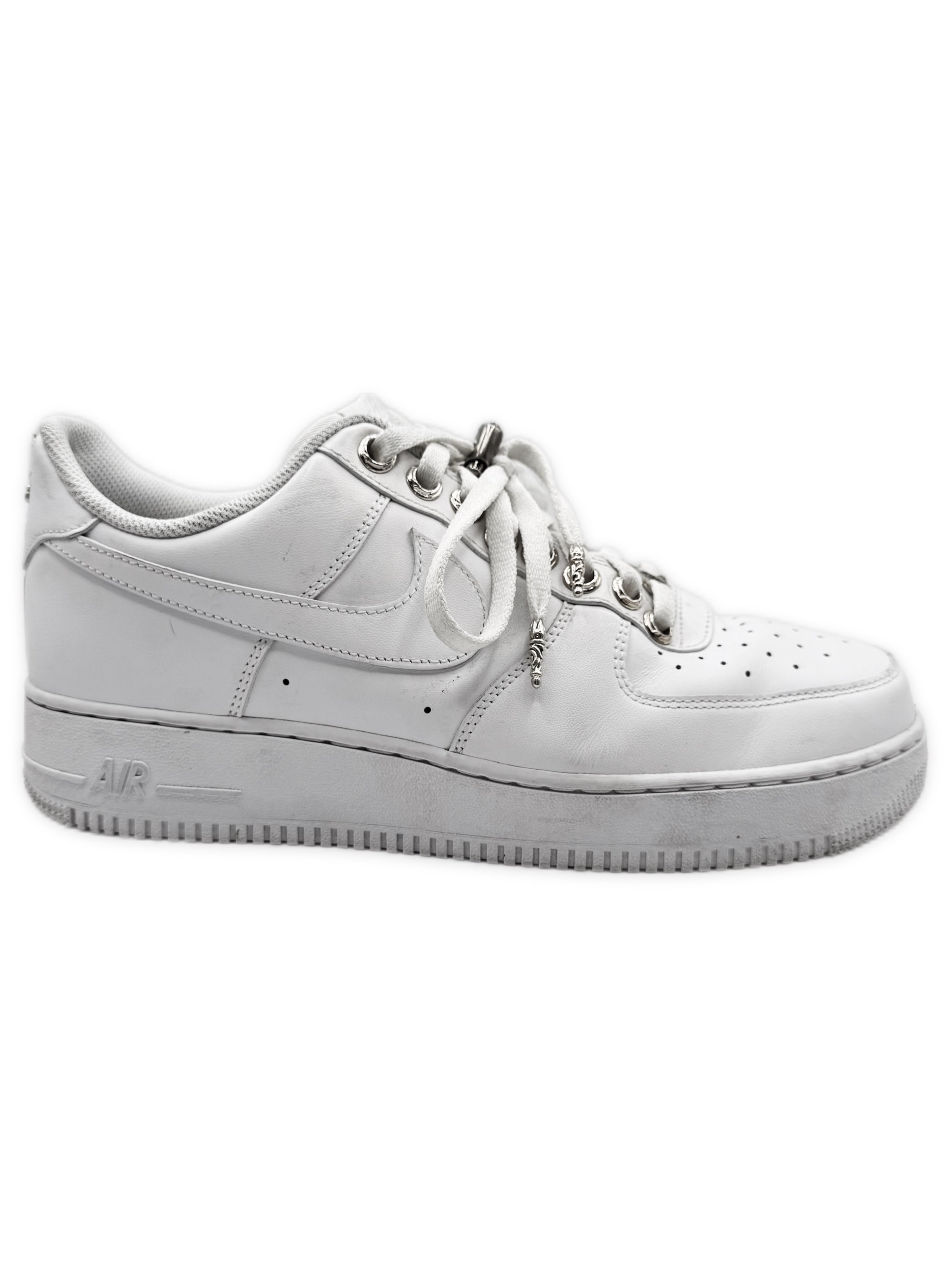 Chrome Hearts Air Force 1 Dagger Lace Locks White Leather Sneakers