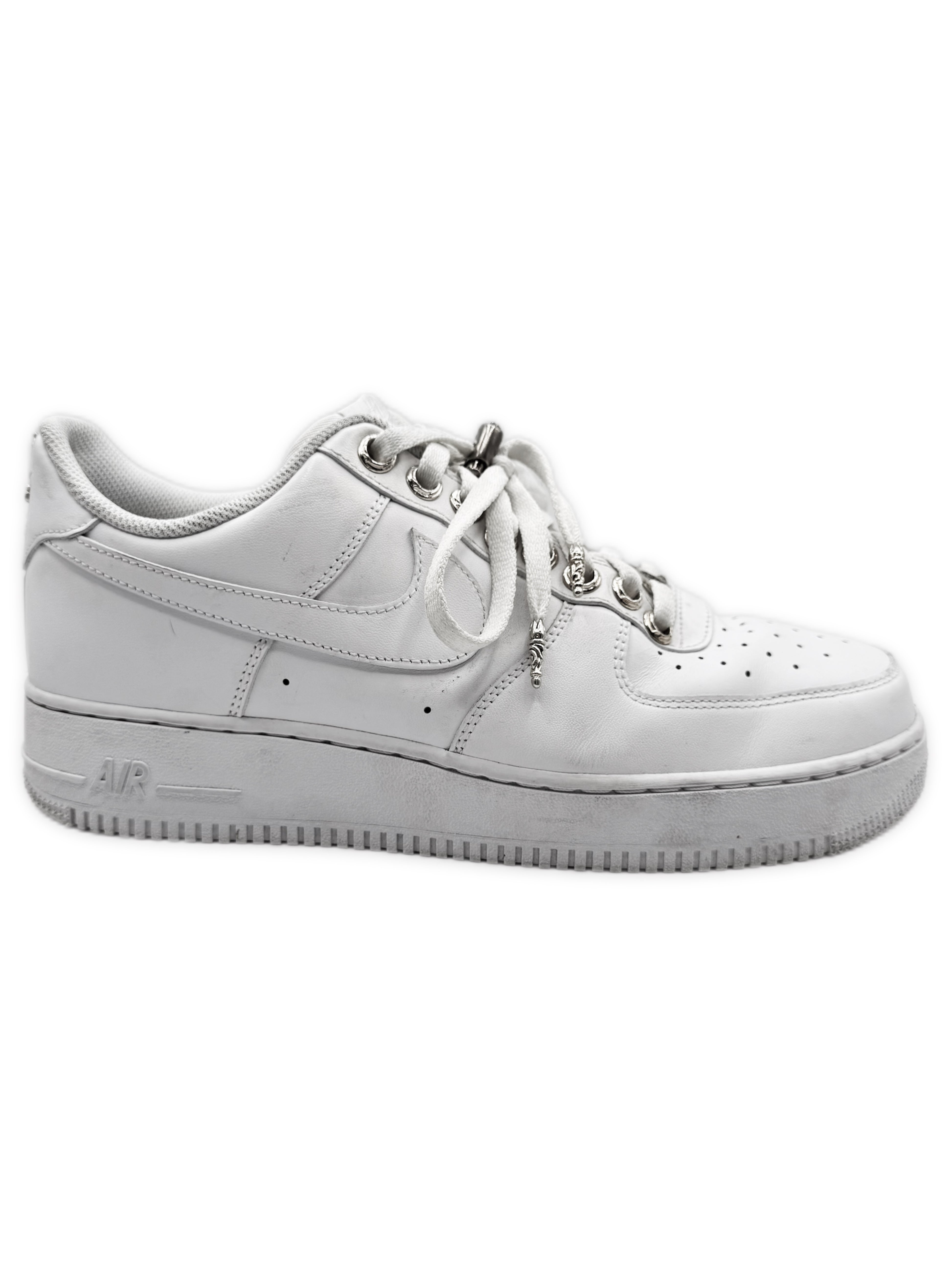 Chrome Hearts Air Force 1 Dagger Lace Locks White Leather Sneakers