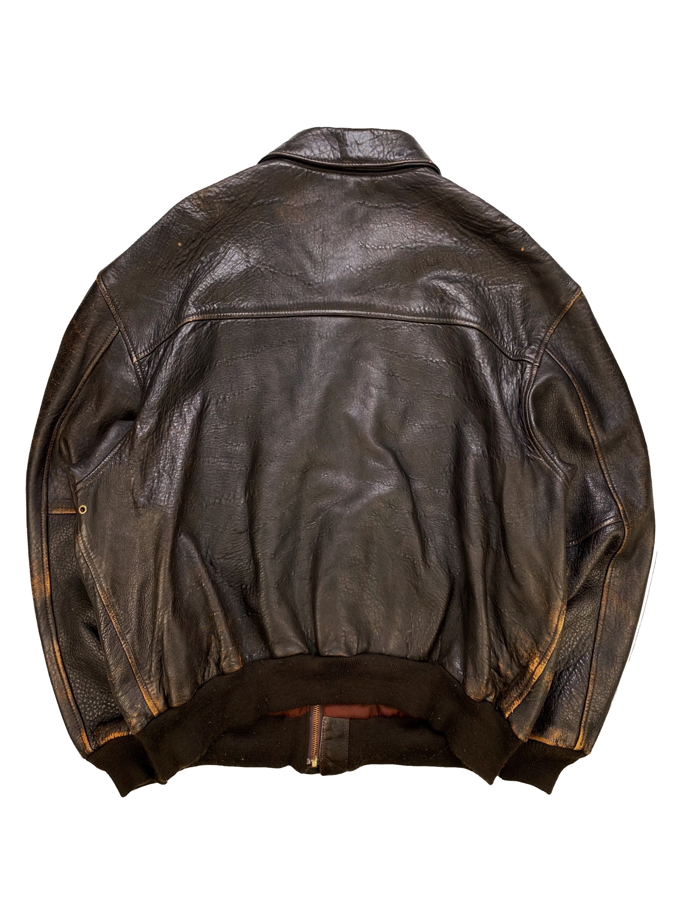 Vintage Avirex Type A-2 Brown Leather Aviation Bomber Jacket