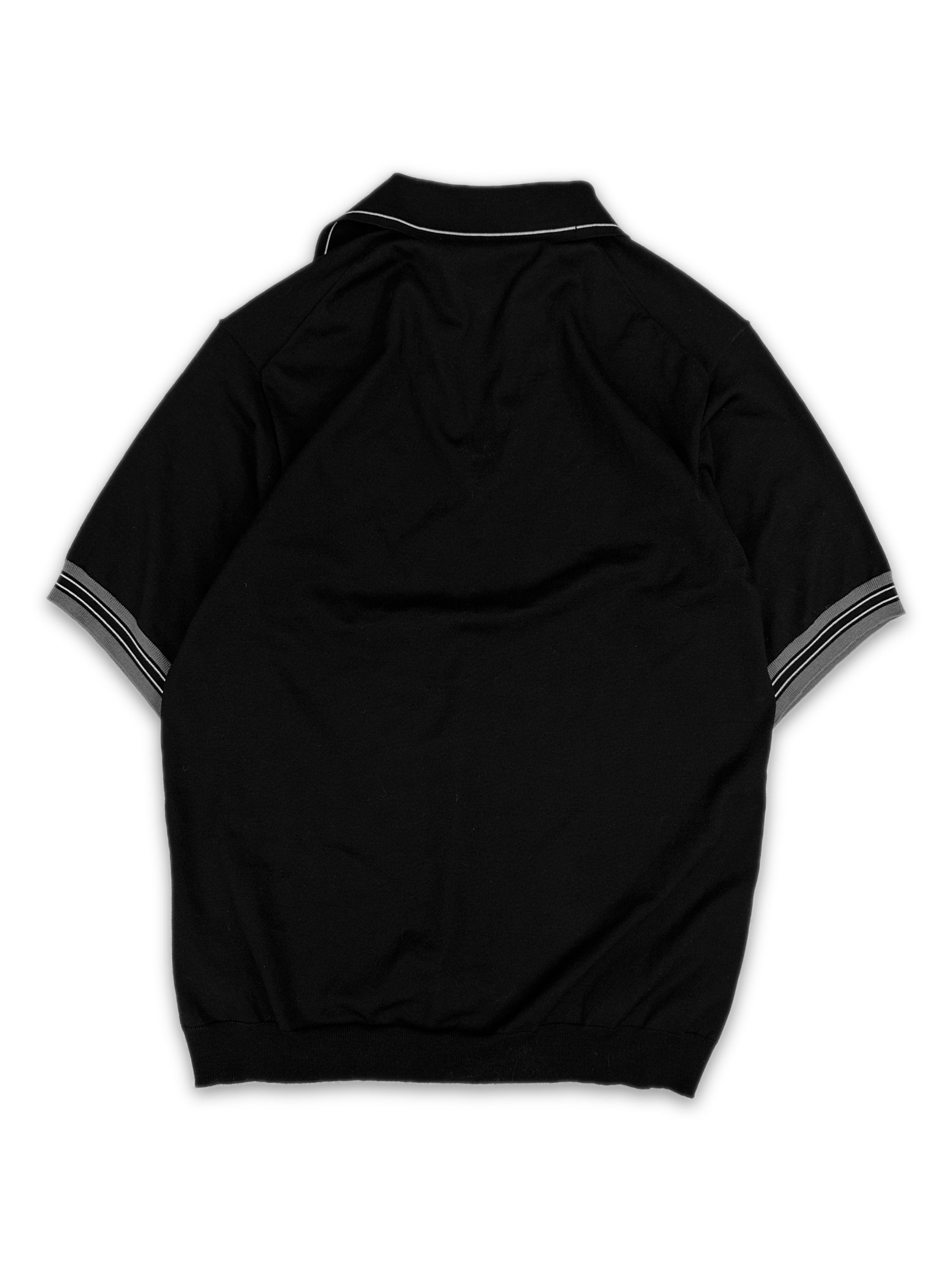 SS22 Prada Triangle Logo Black Quarter-zip Collared Shirt