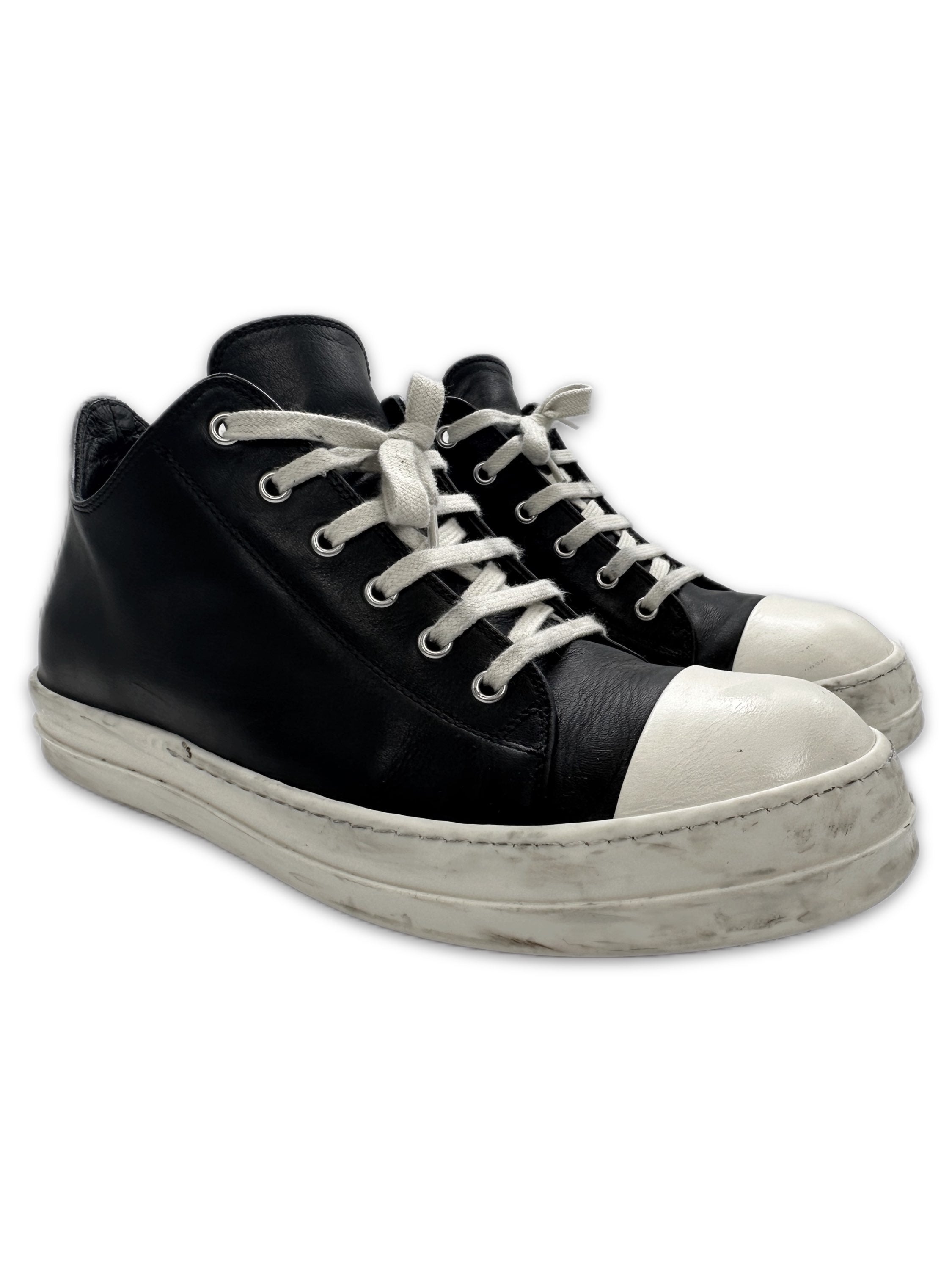 Rick Owens Black Leather Low-top Ramone Sneakers
