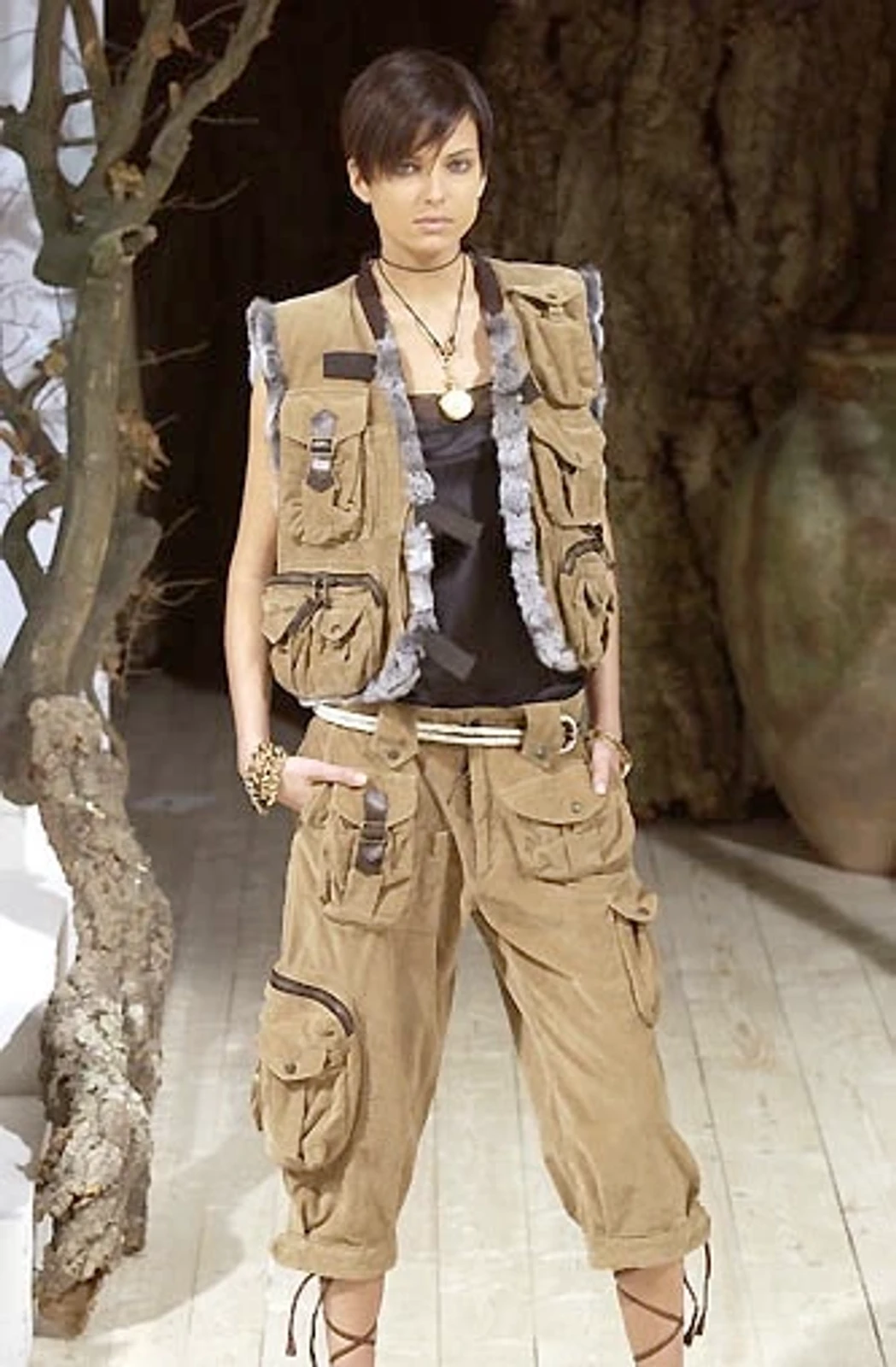 FW02 Dolce &amp; Gabbana Fox Fur Tactical Cargo Vest