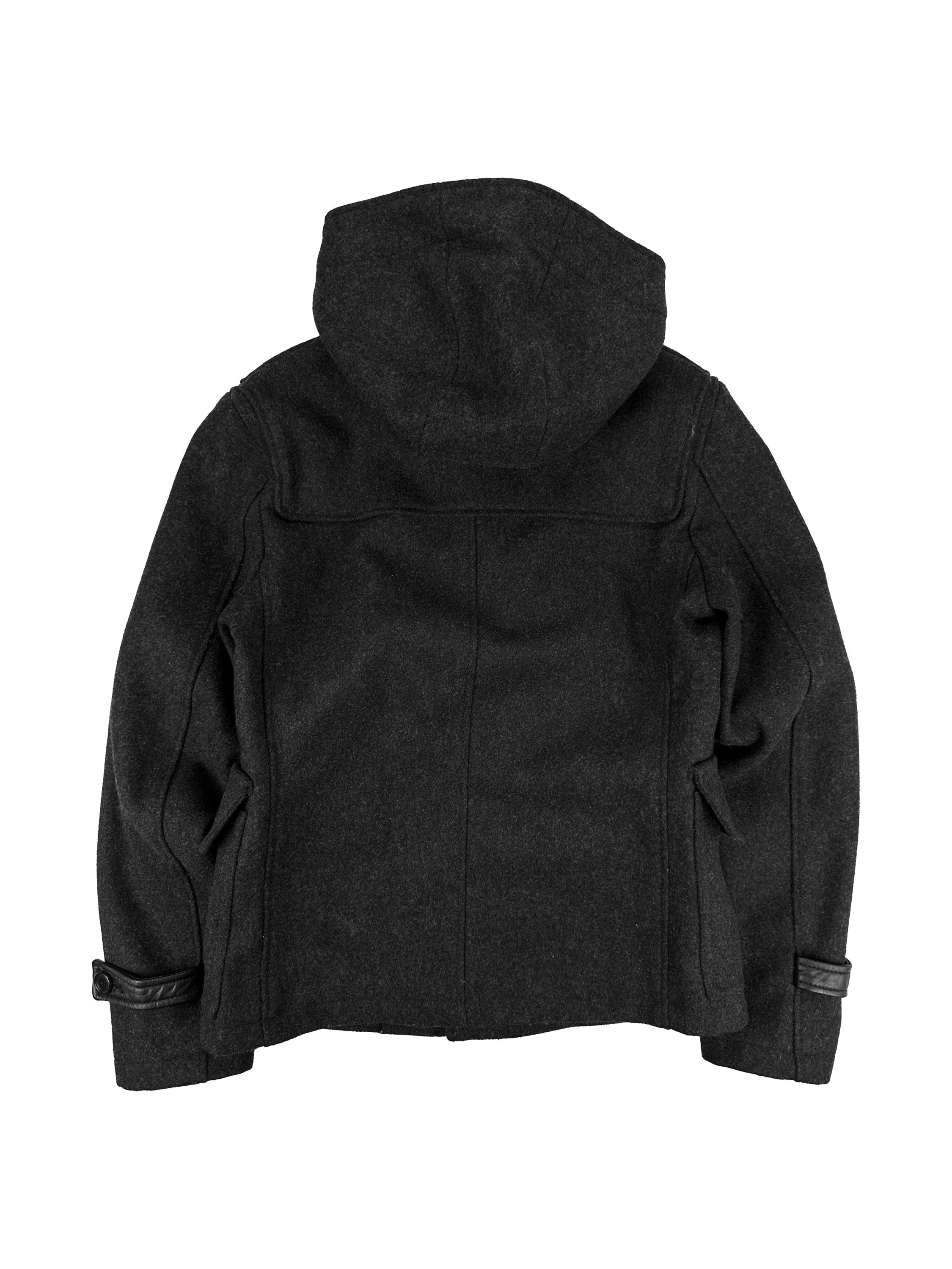 Tete Homme Black Wool Multi Clasp Hooded Jacket