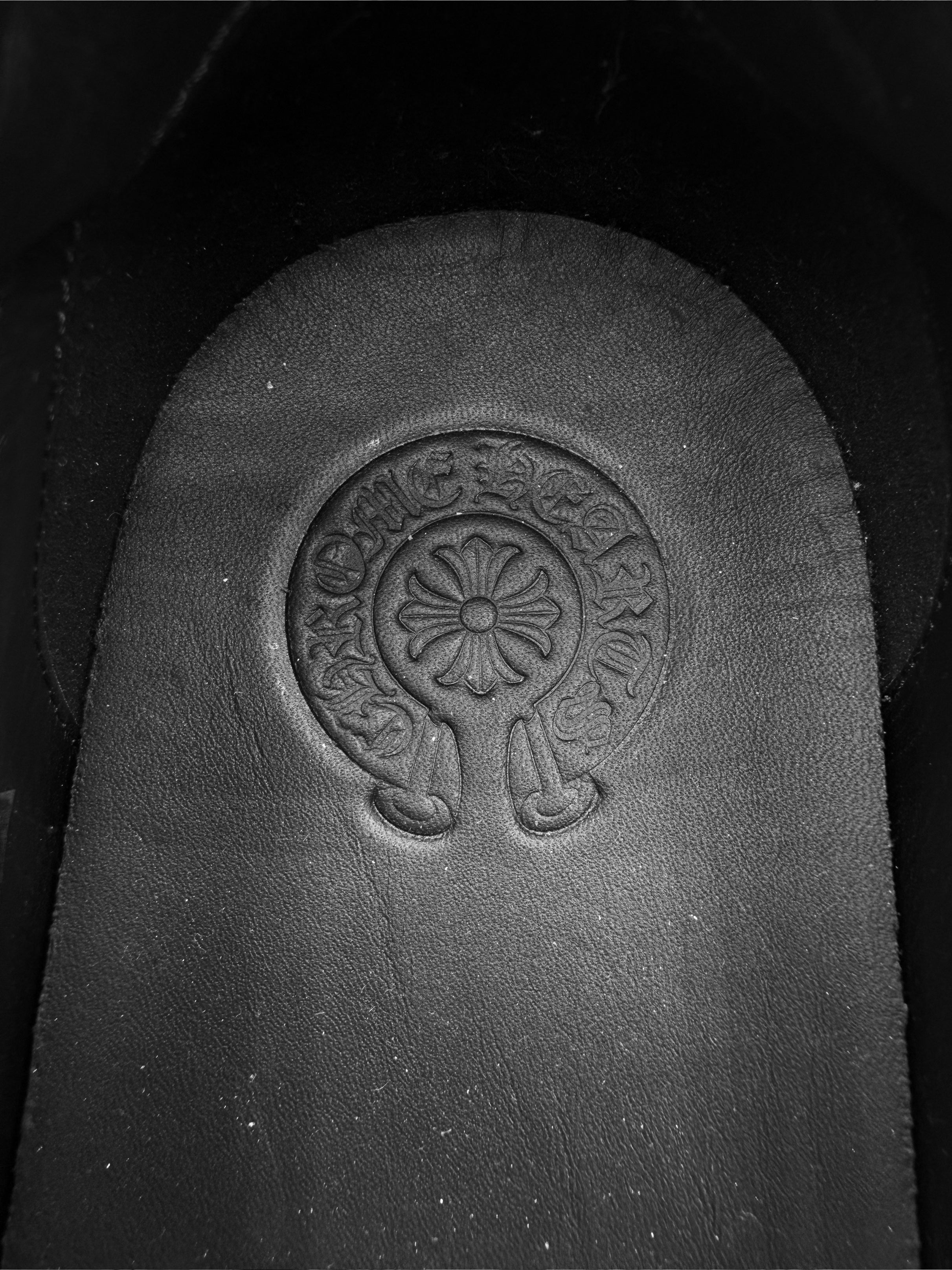Chrome Hearts Dagger Black Plus Patch Leather Slip On Shoes