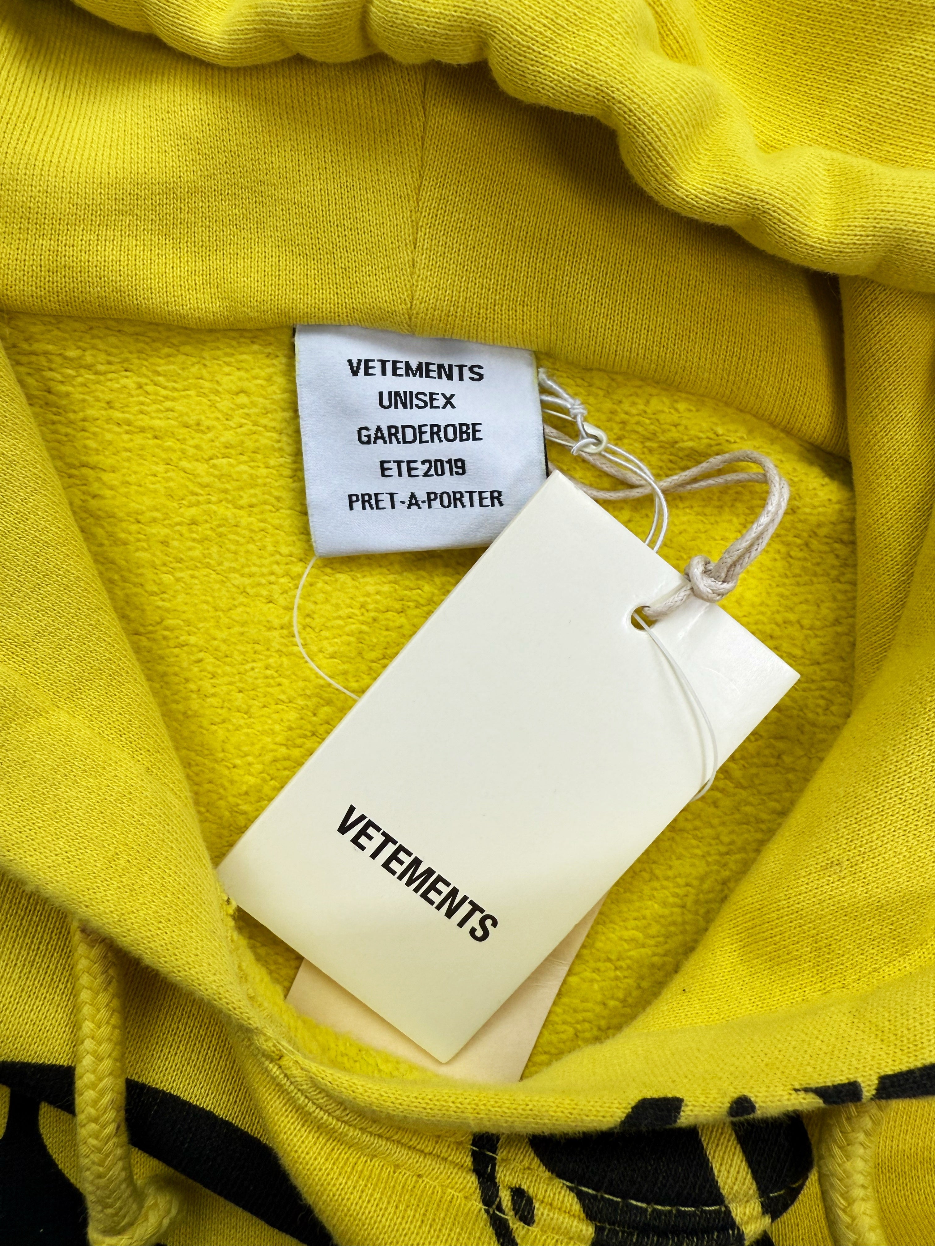 SS19 Vetements ‘Don’t Tread On Me’ Yellow Graphic Hoodie